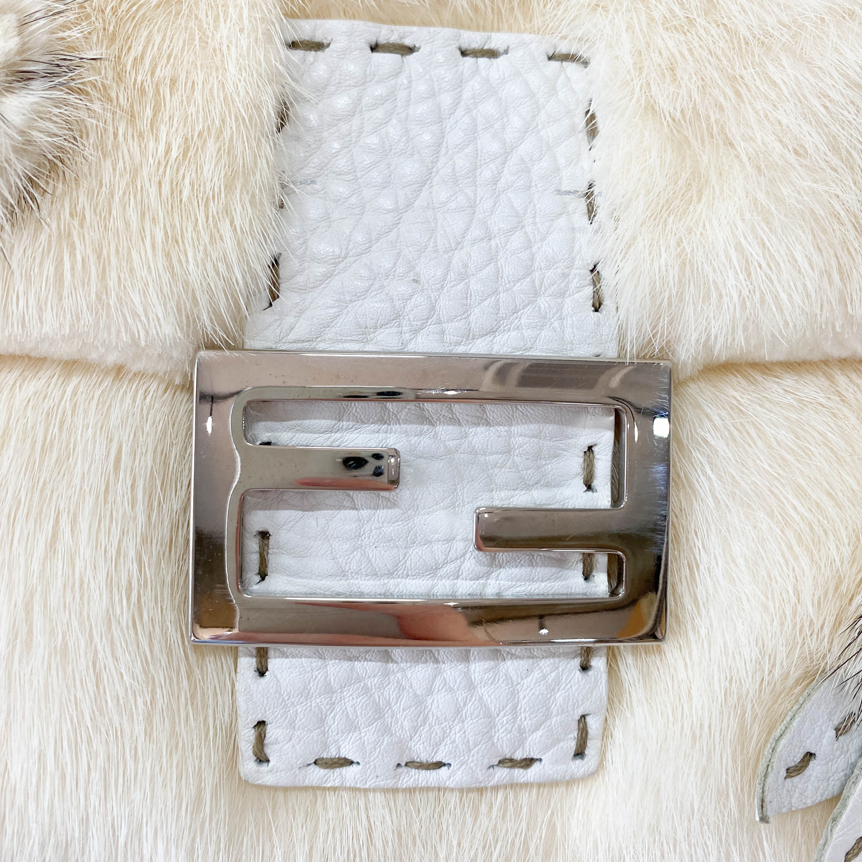 Limited Edition Baguette Neutral Fur Shoulder Bag