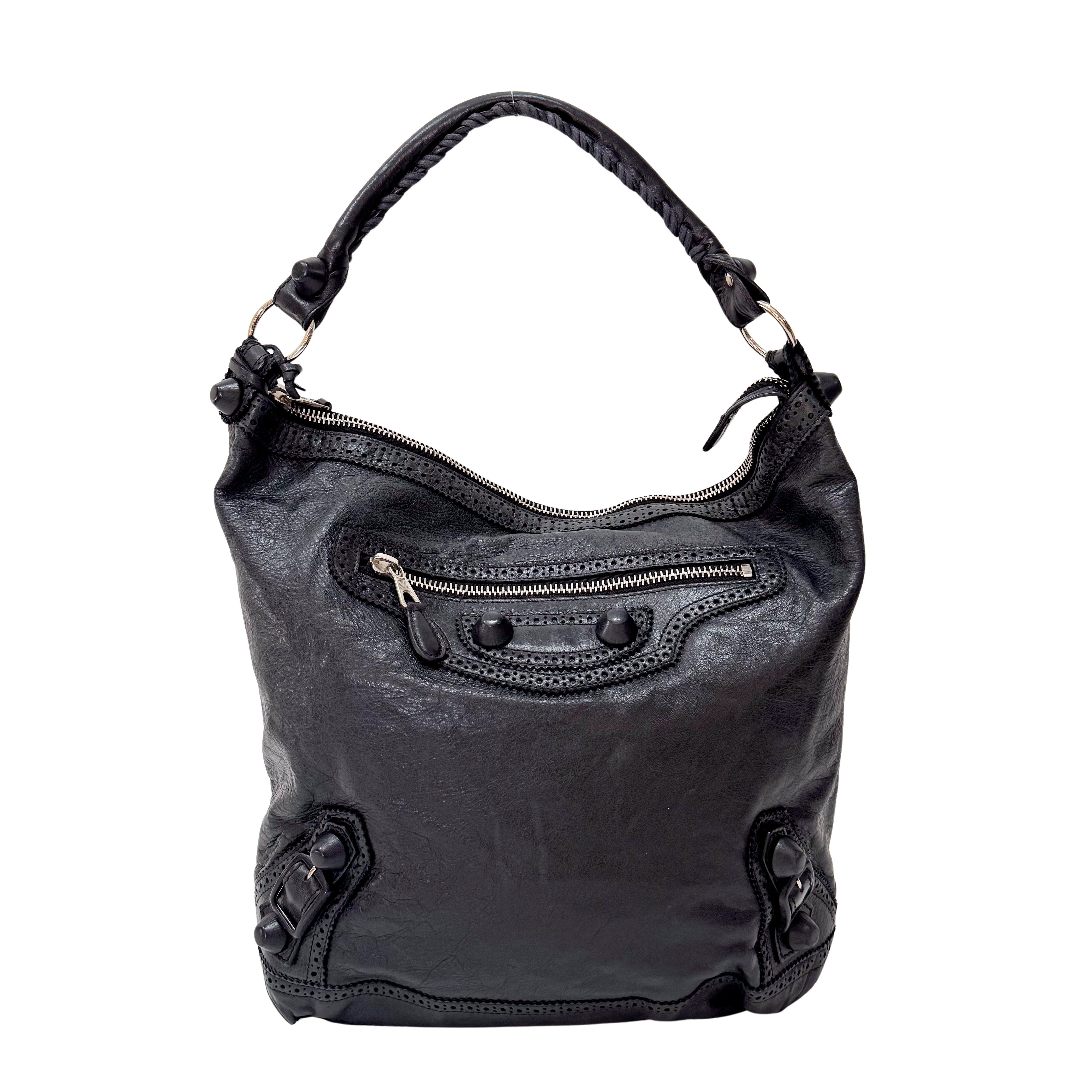 The Day Laser Cut Black Leather Tote Bag