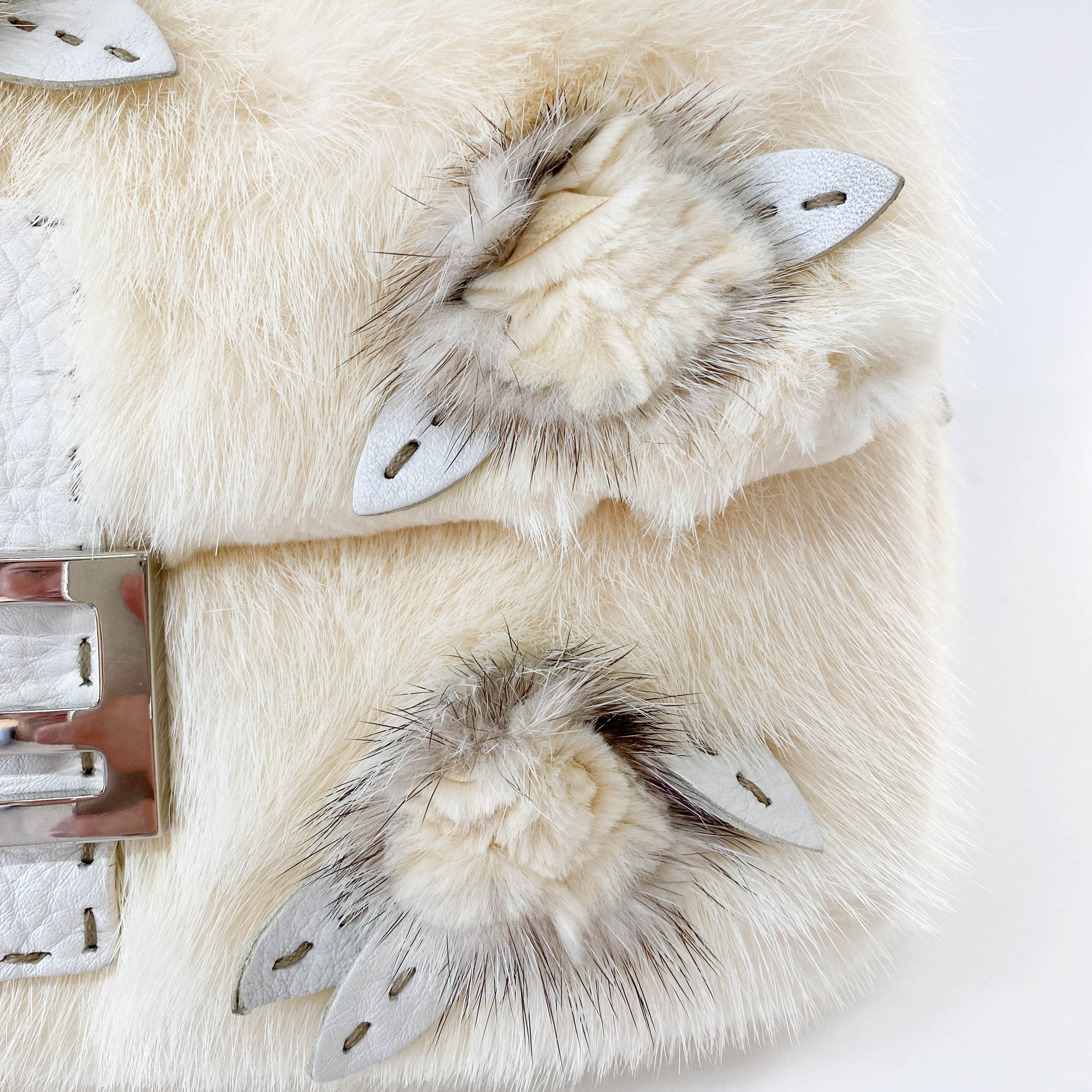 Limited Edition Baguette Neutral Fur Shoulder Bag