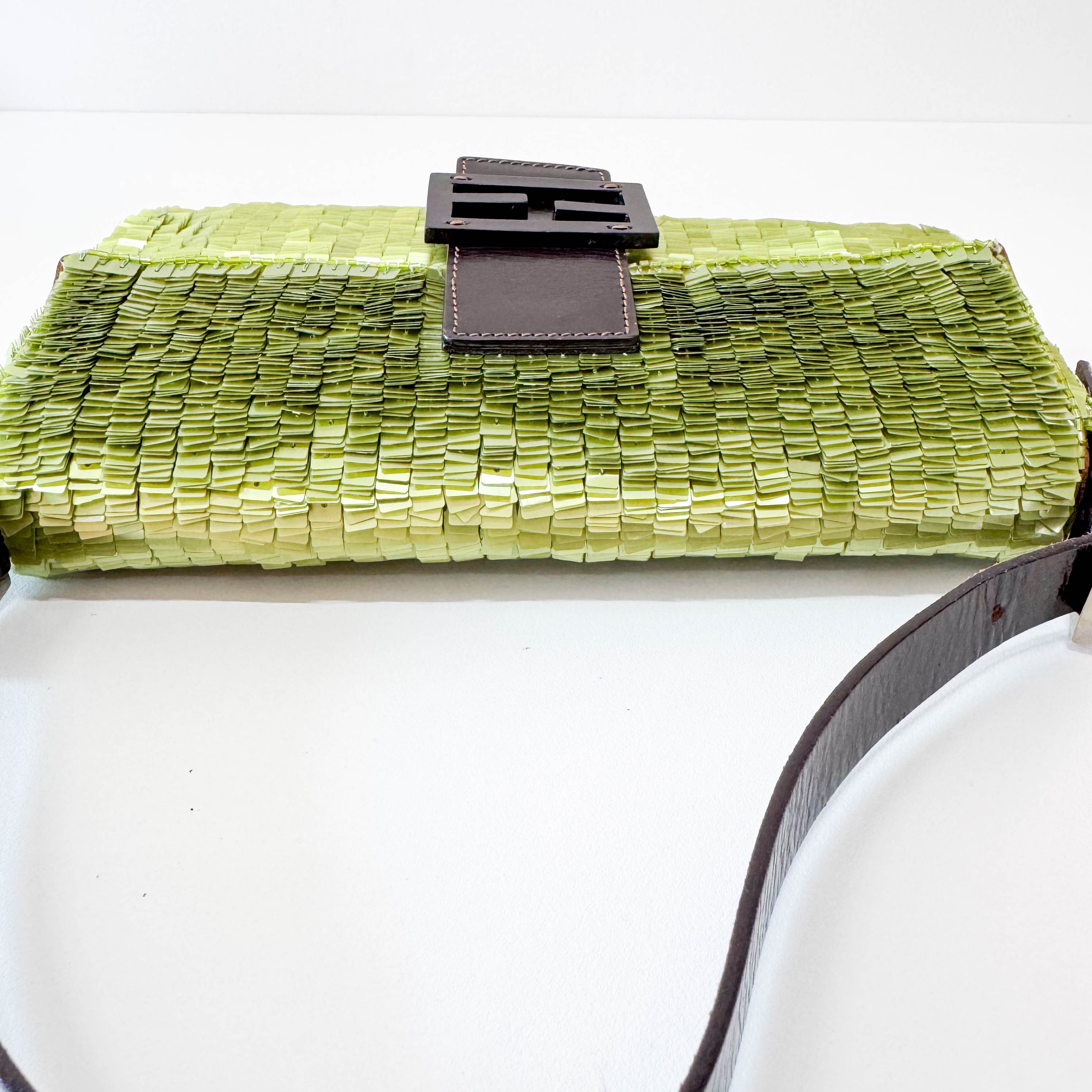 Baguette Green Sequin Shoulder Bag
