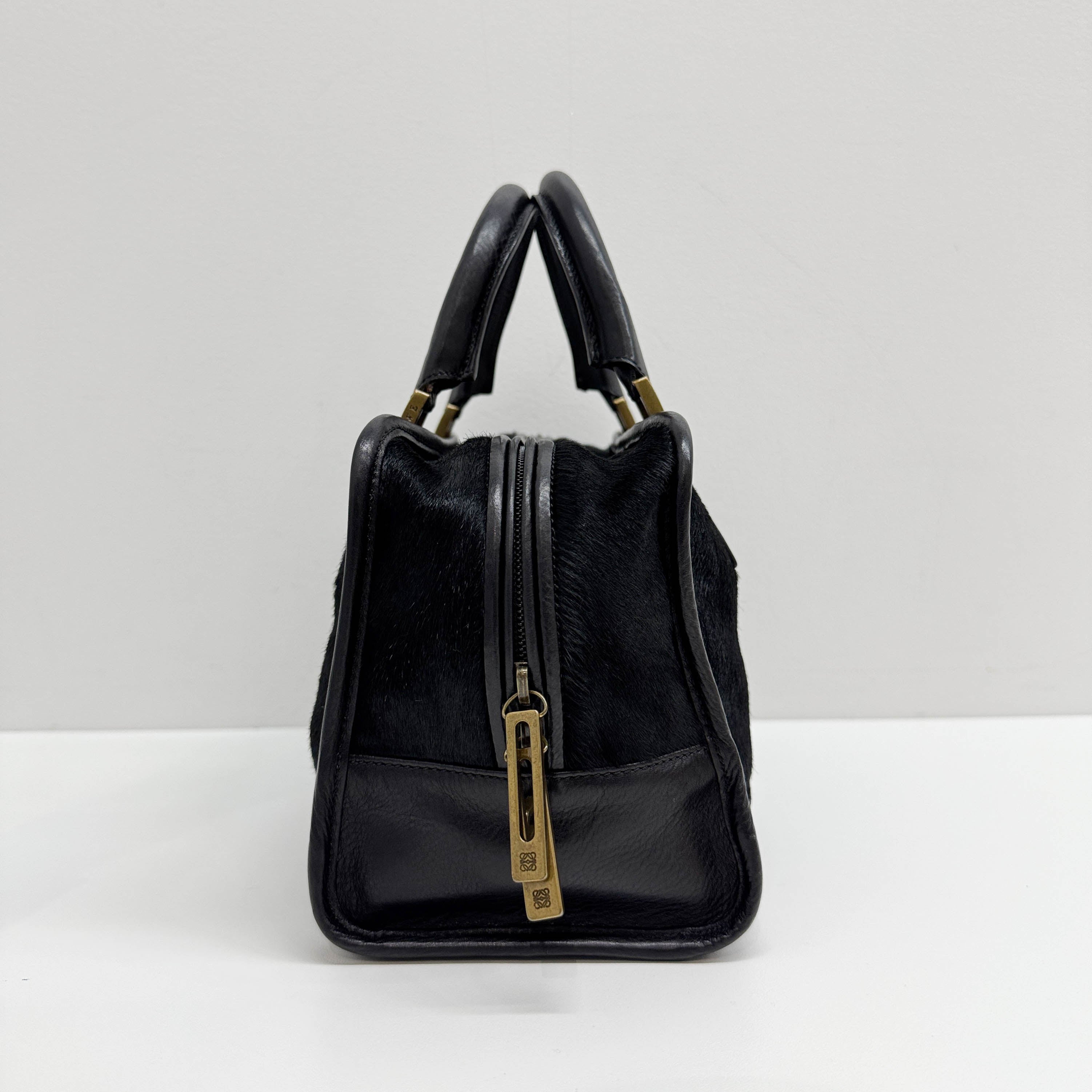 Amazona Black Pony Hair Hand Bag