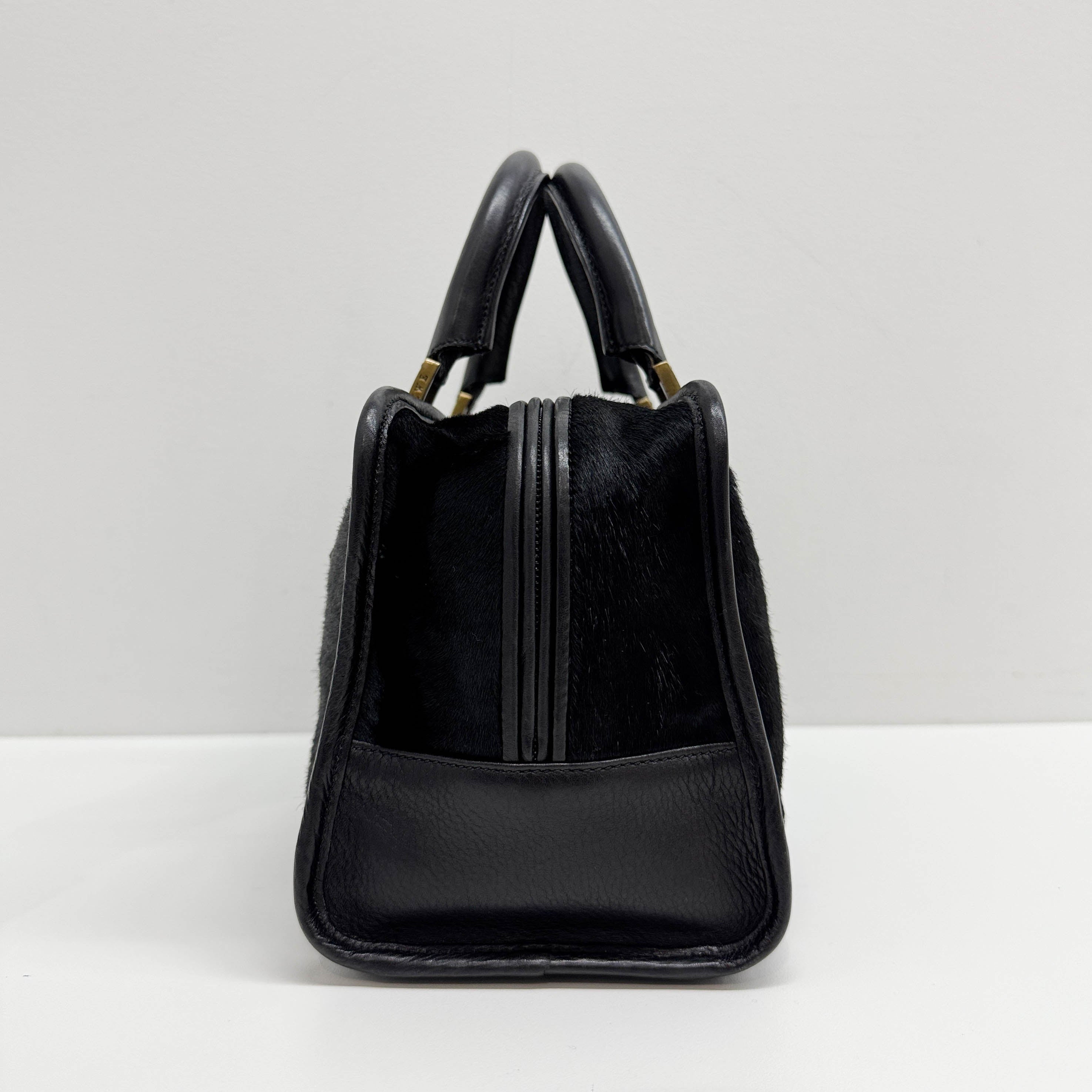 Amazona Black Pony Hair Hand Bag