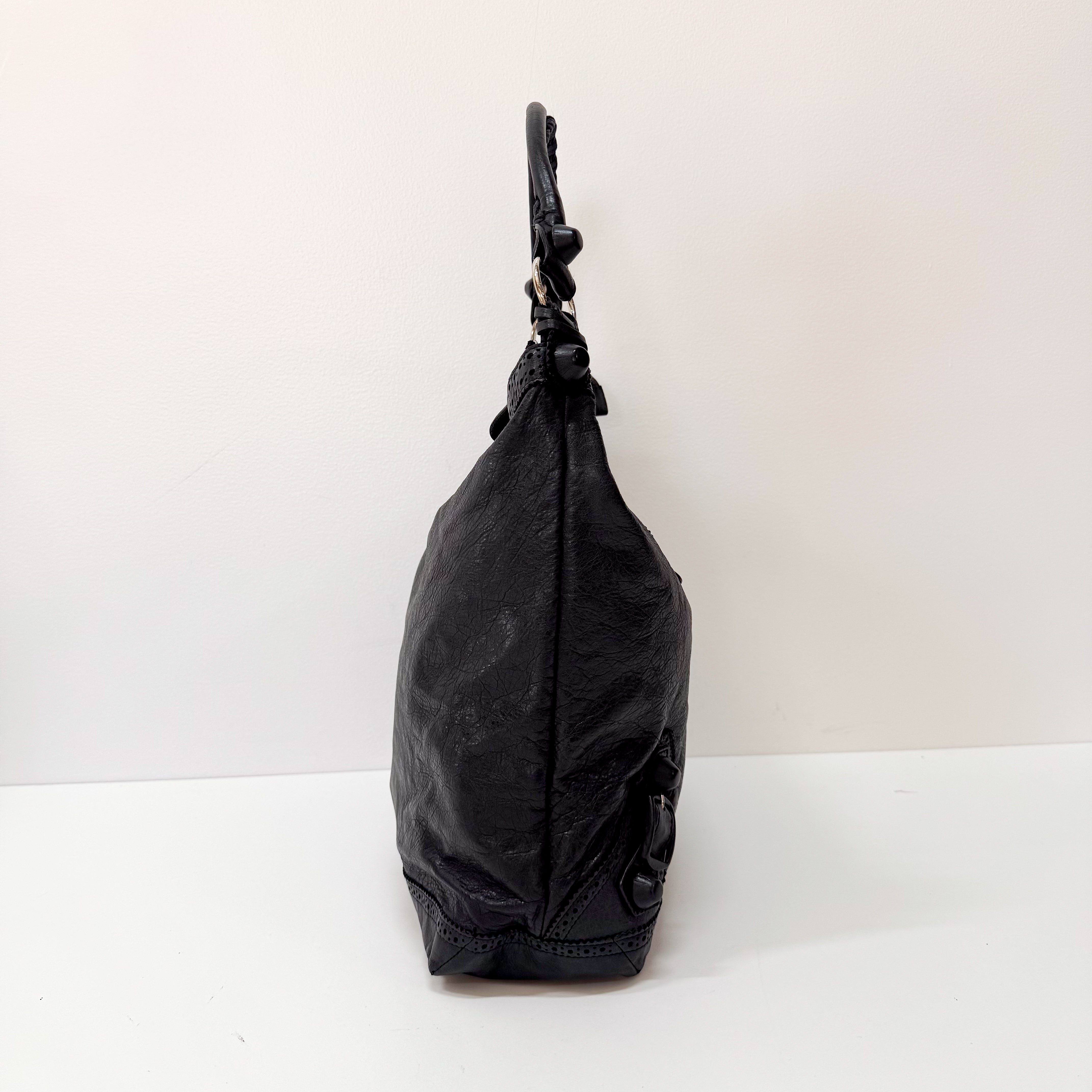 The Day Laser Cut Black Leather Tote Bag