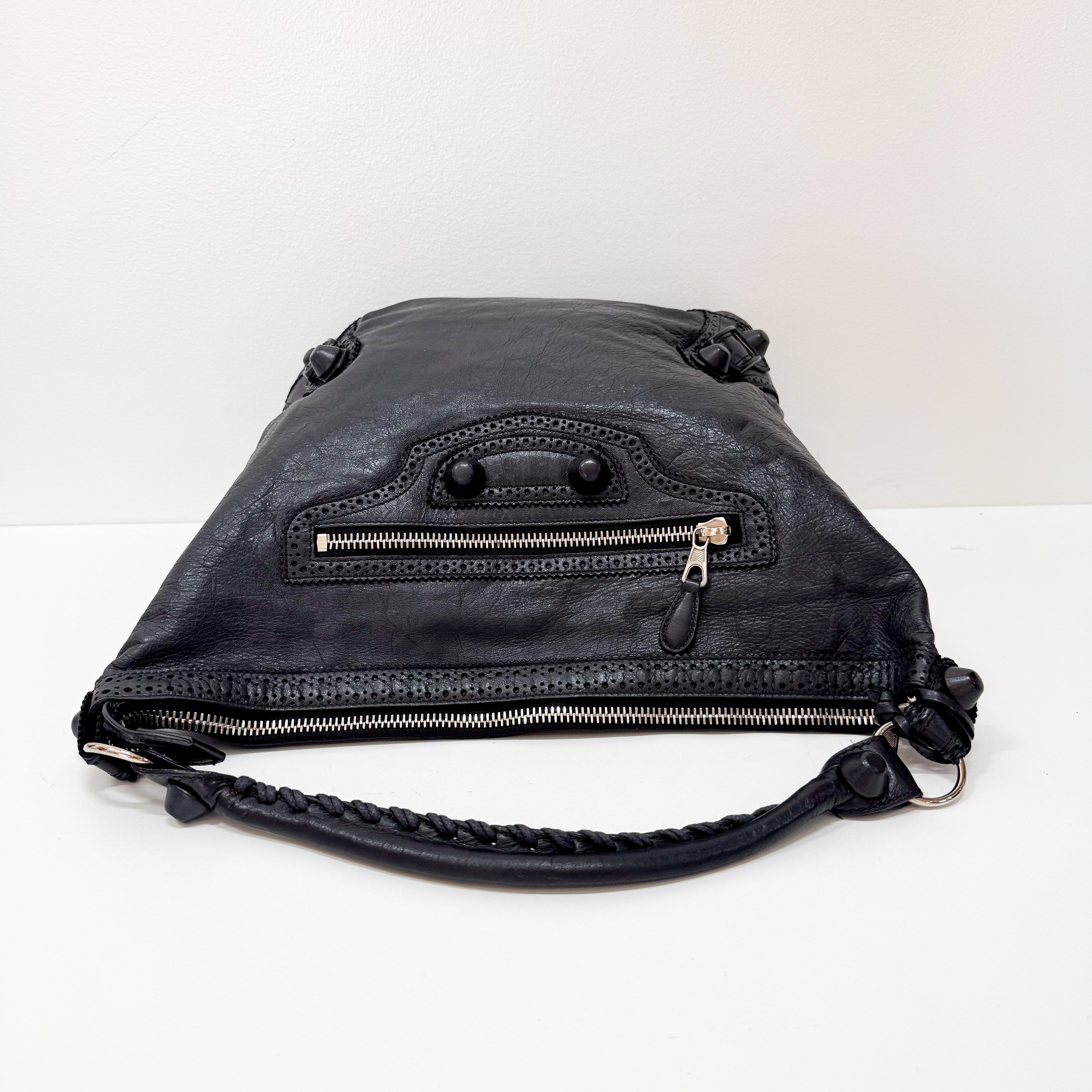 The Day Laser Cut Black Leather Tote Bag