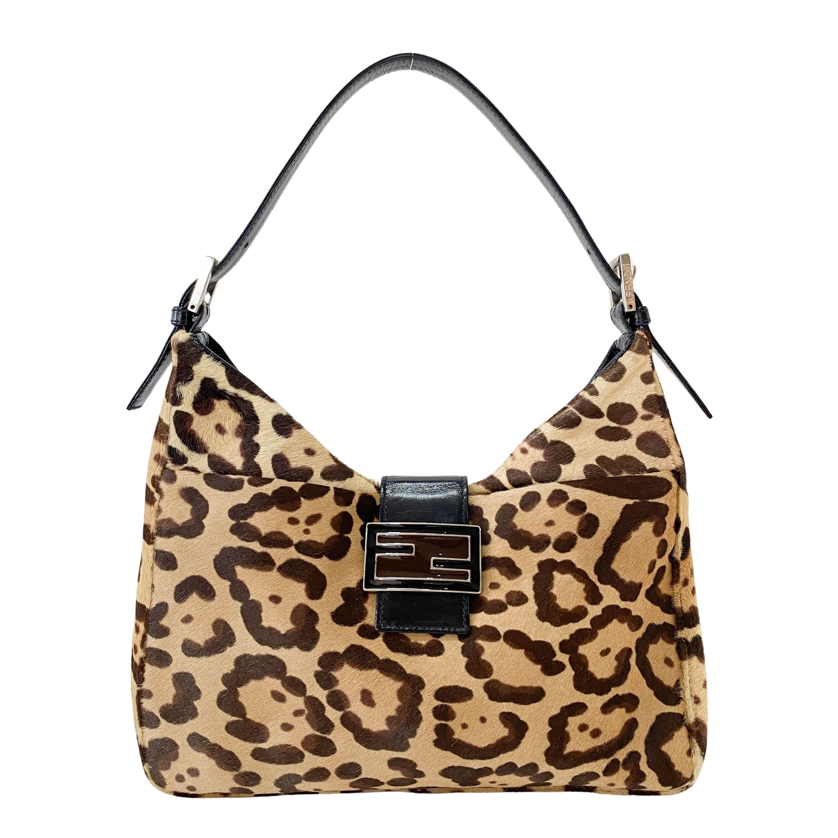 Leopard Print Pony Hair Shoulder Bag