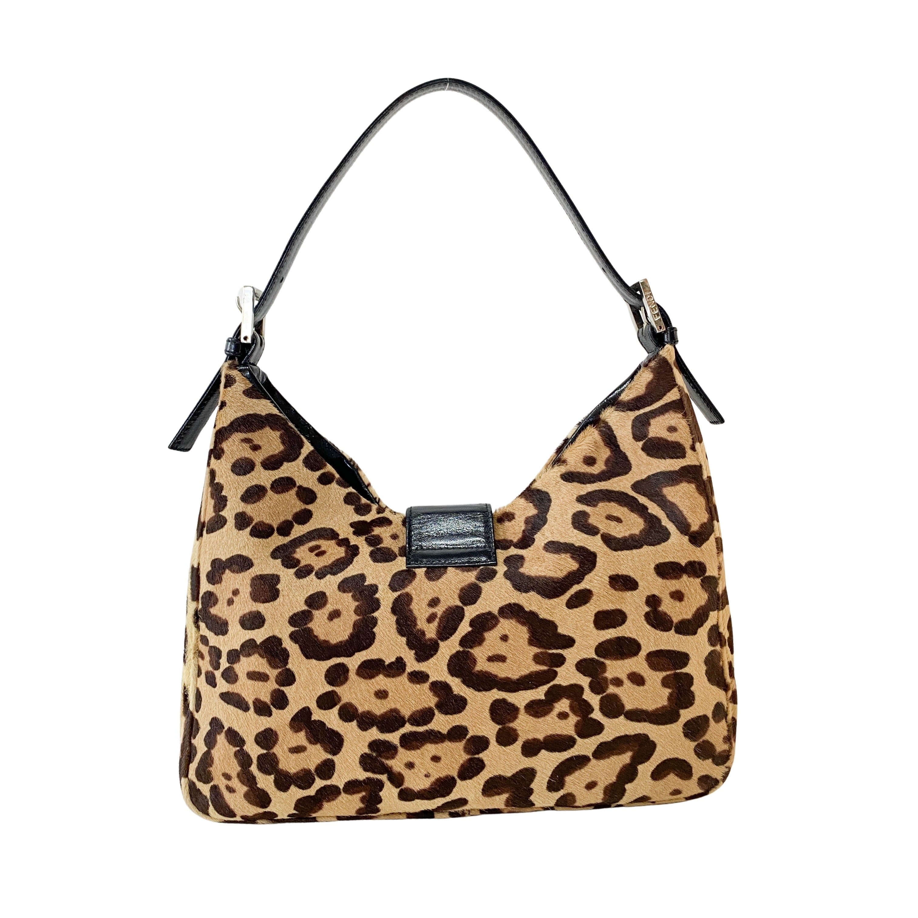 Leopard Print Pony Hair Shoulder Bag