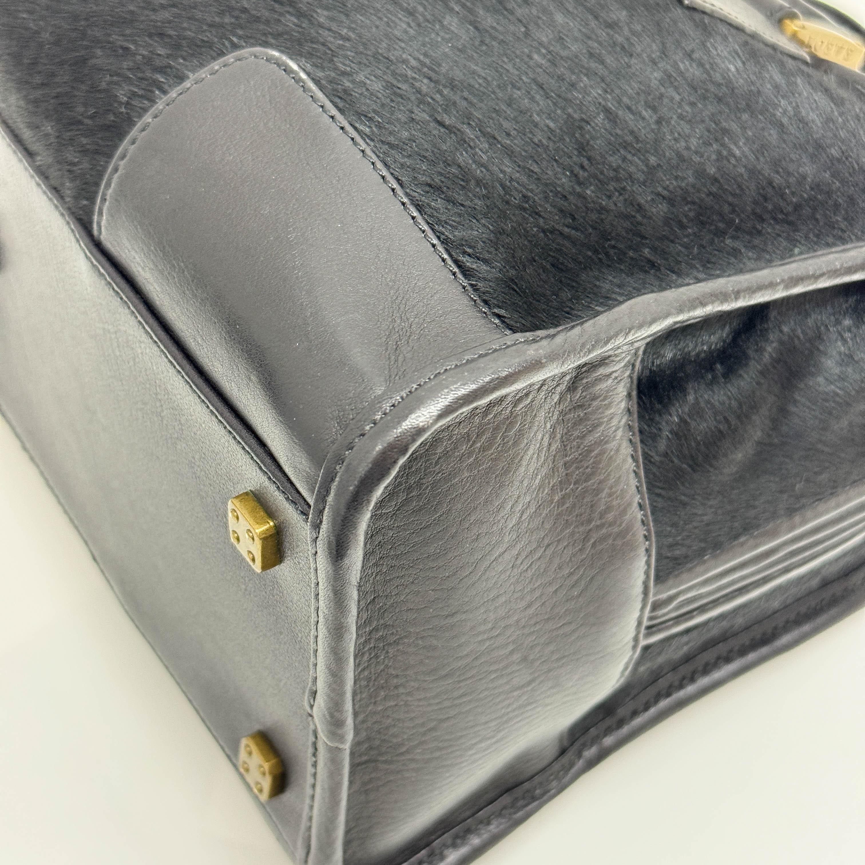 Amazona Black Pony Hair Hand Bag