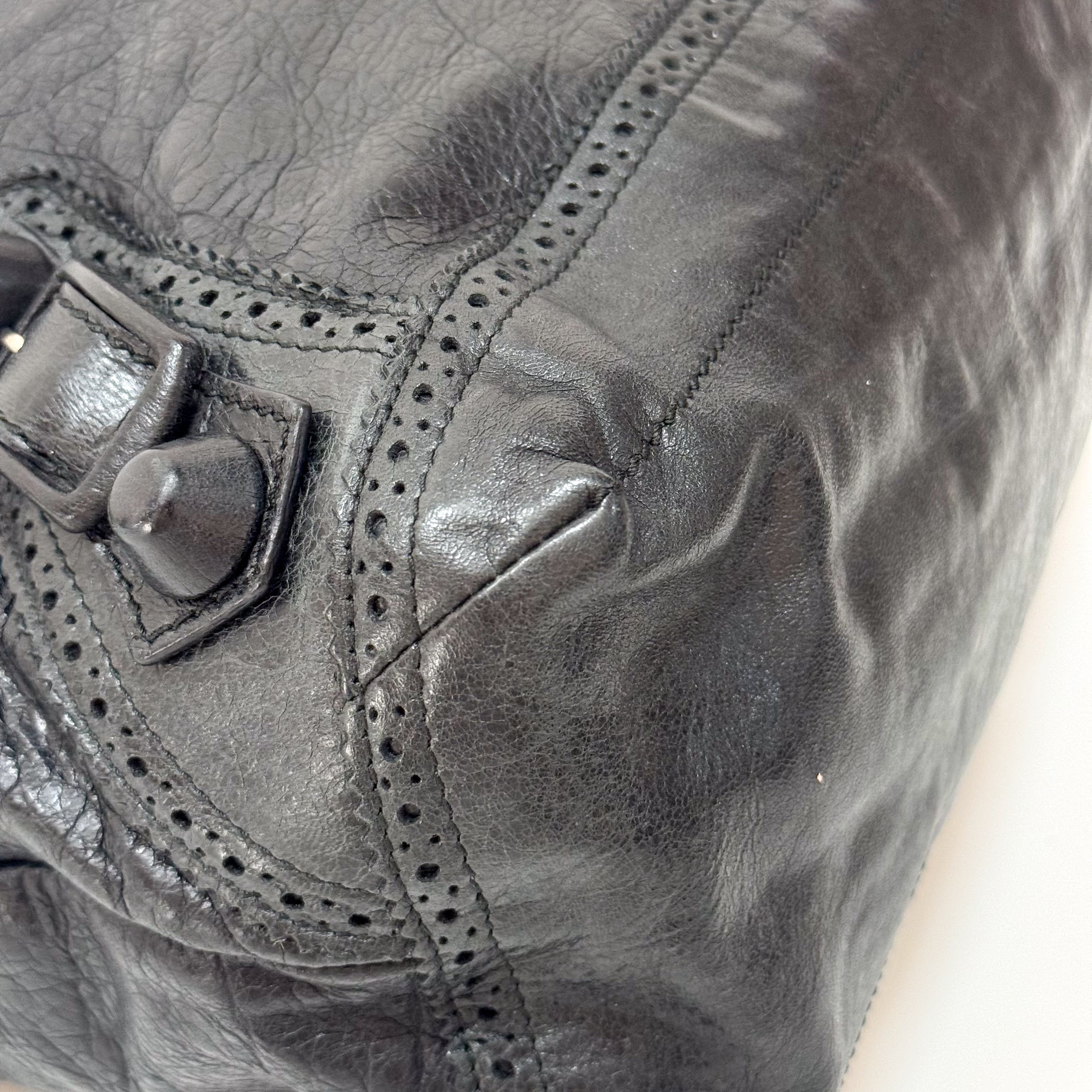 The Day Laser Cut Black Leather Tote Bag