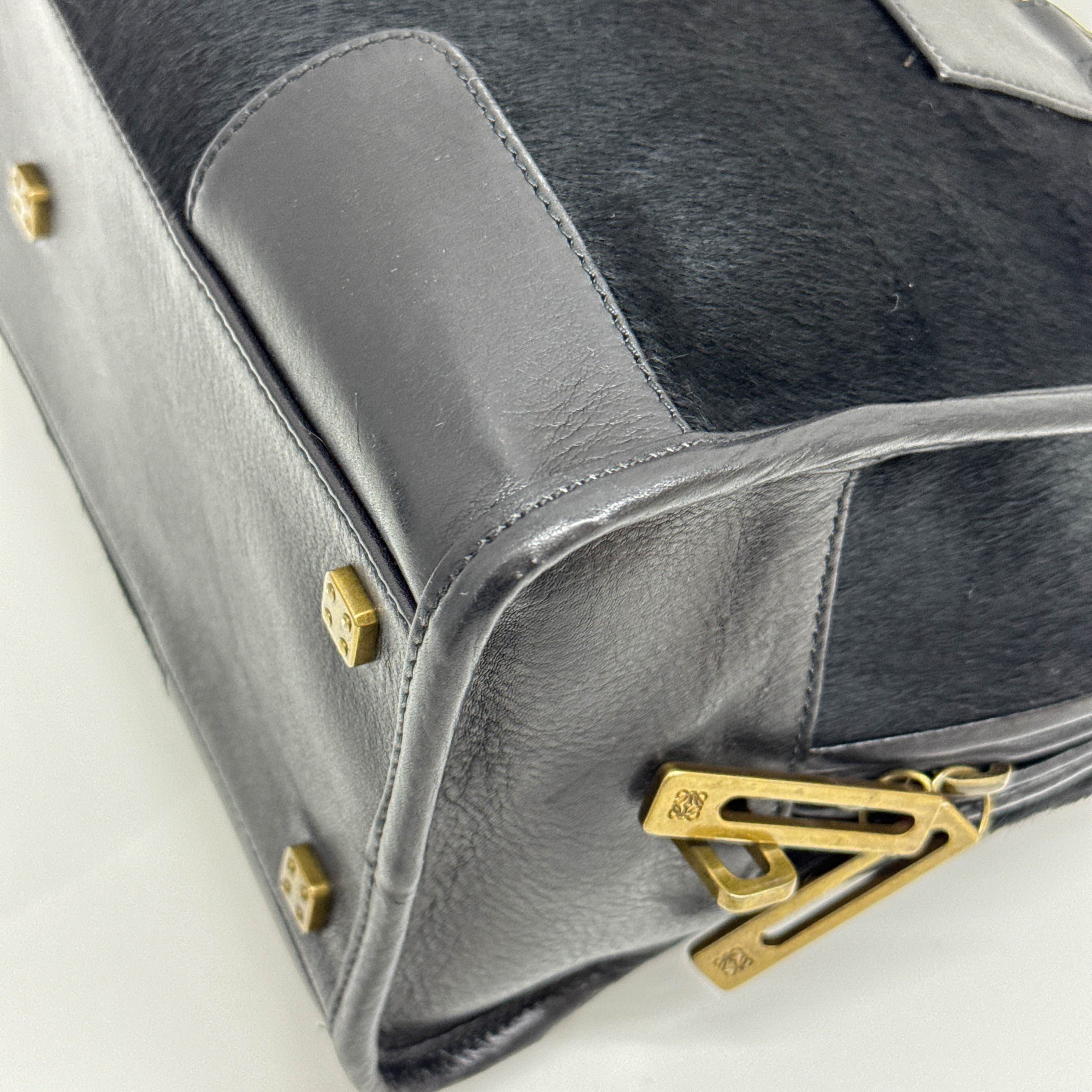 Amazona Black Pony Hair Hand Bag