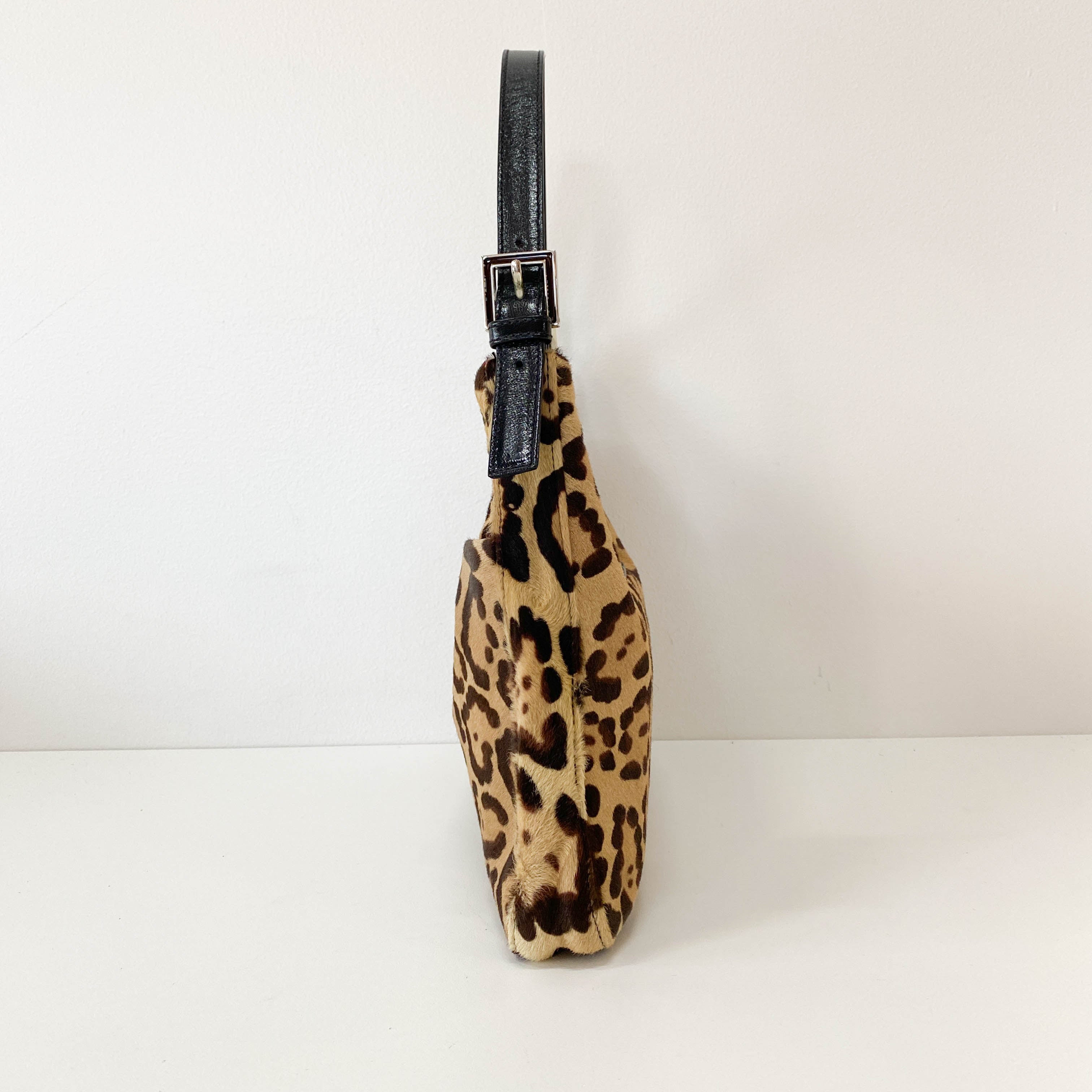 Leopard Print Pony Hair Shoulder Bag