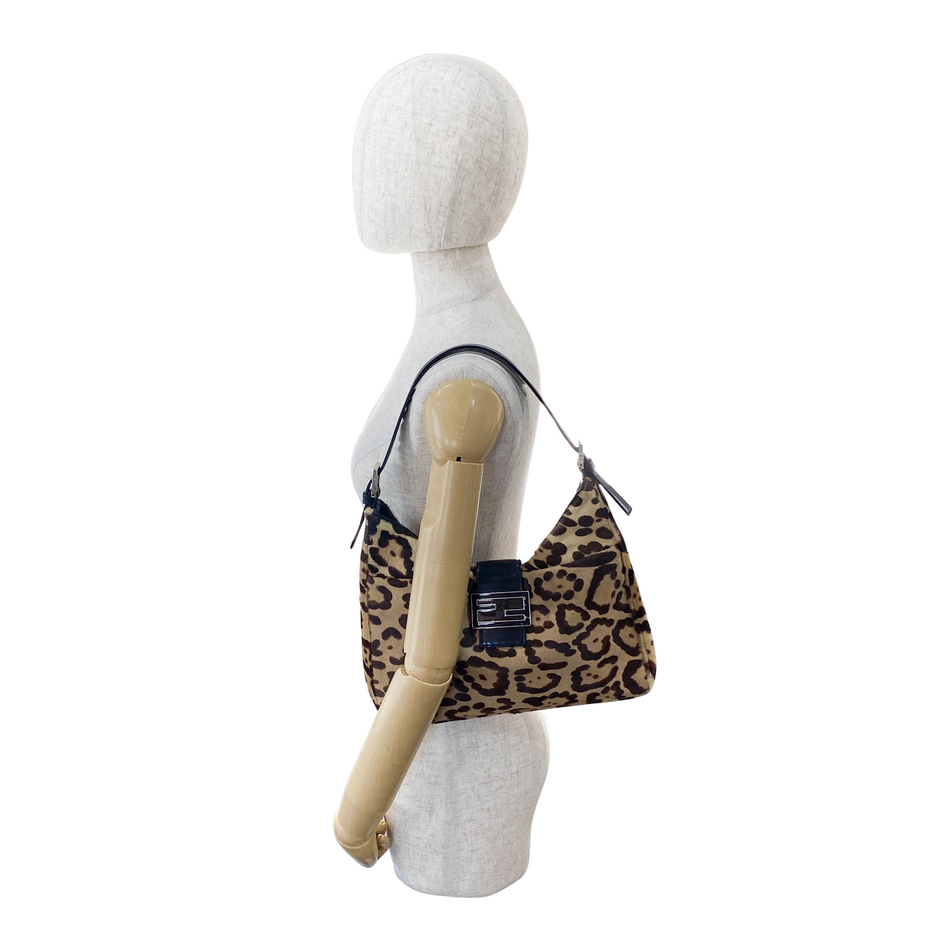 Leopard Print Pony Hair Shoulder Bag