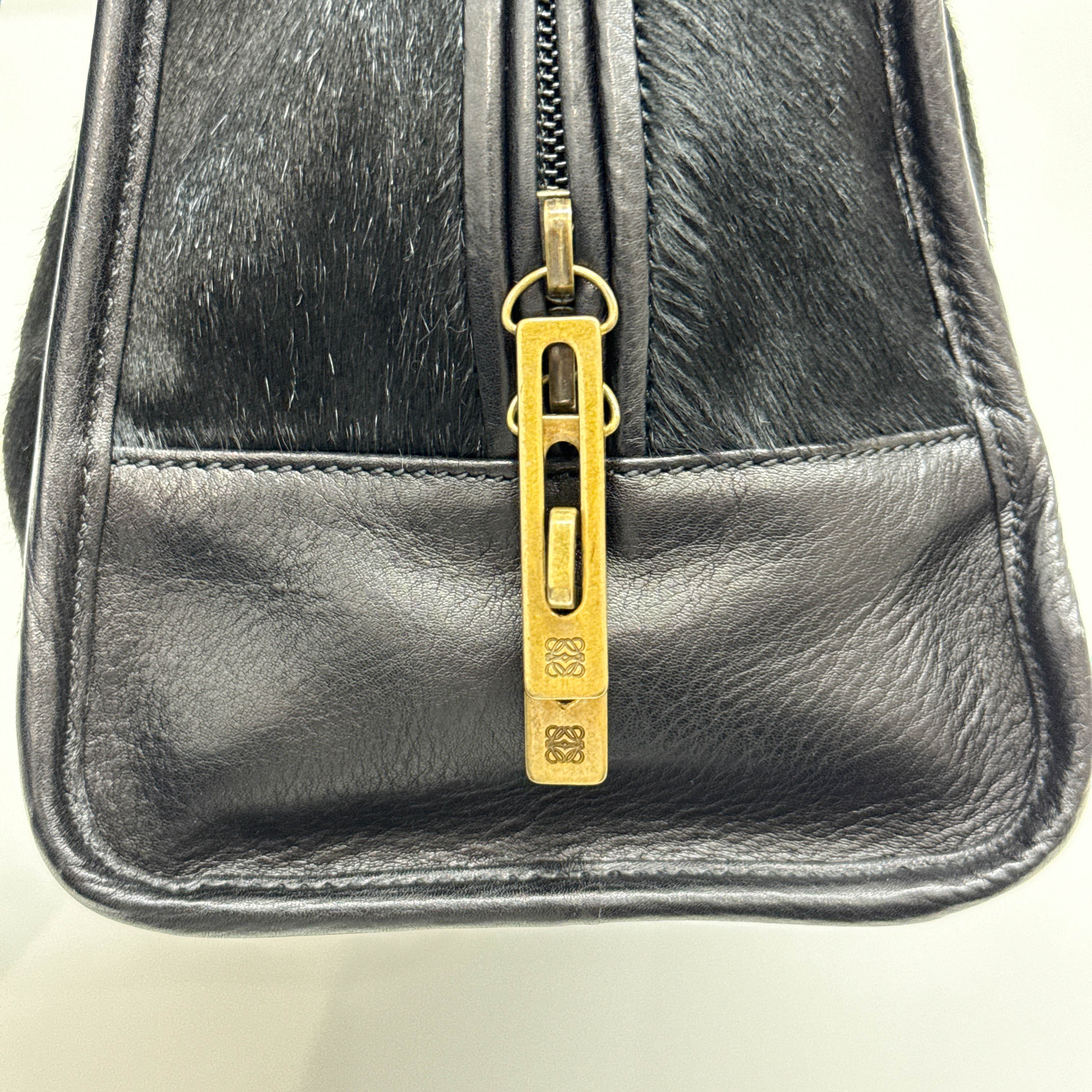 Amazona Black Pony Hair Hand Bag
