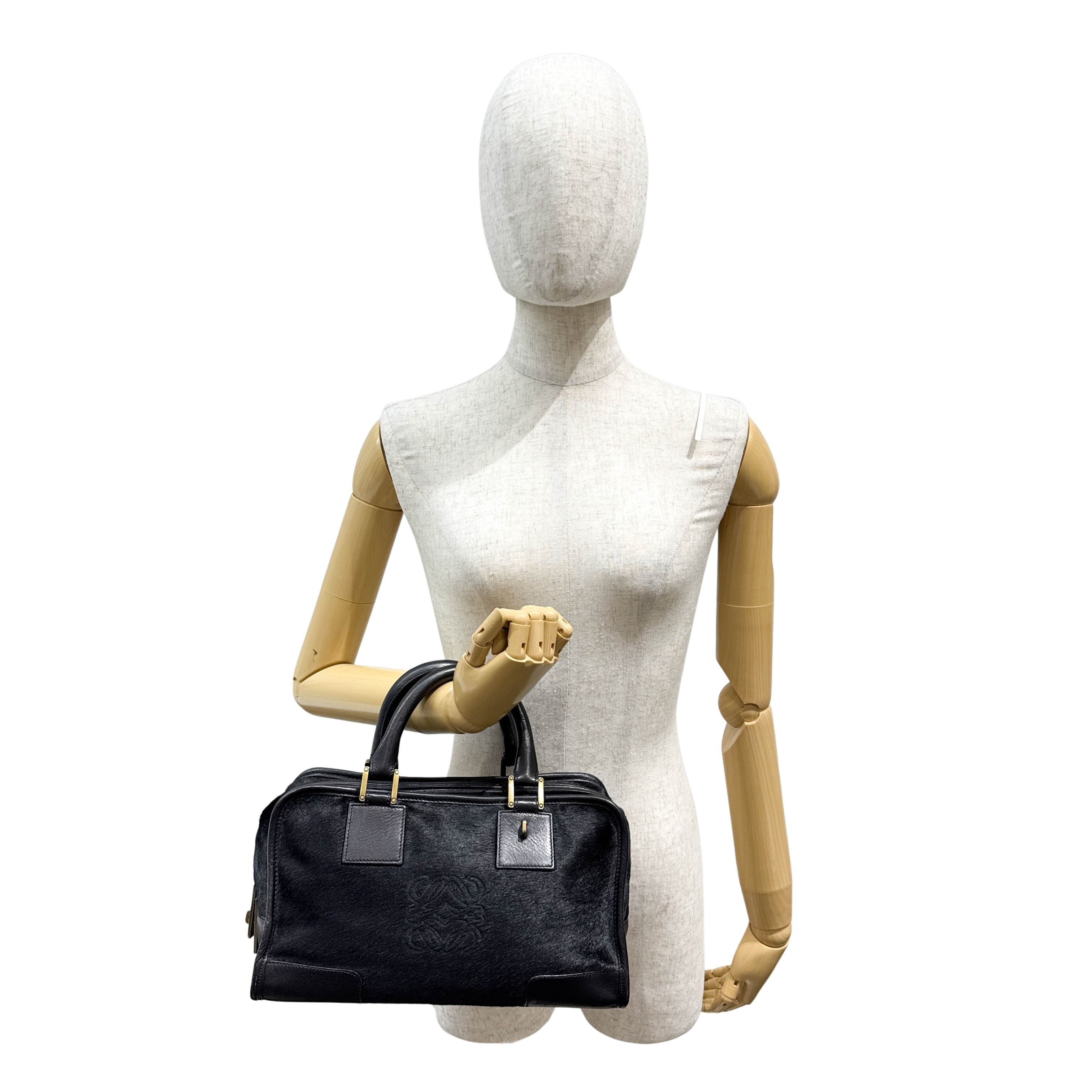 Amazona Black Pony Hair Hand Bag