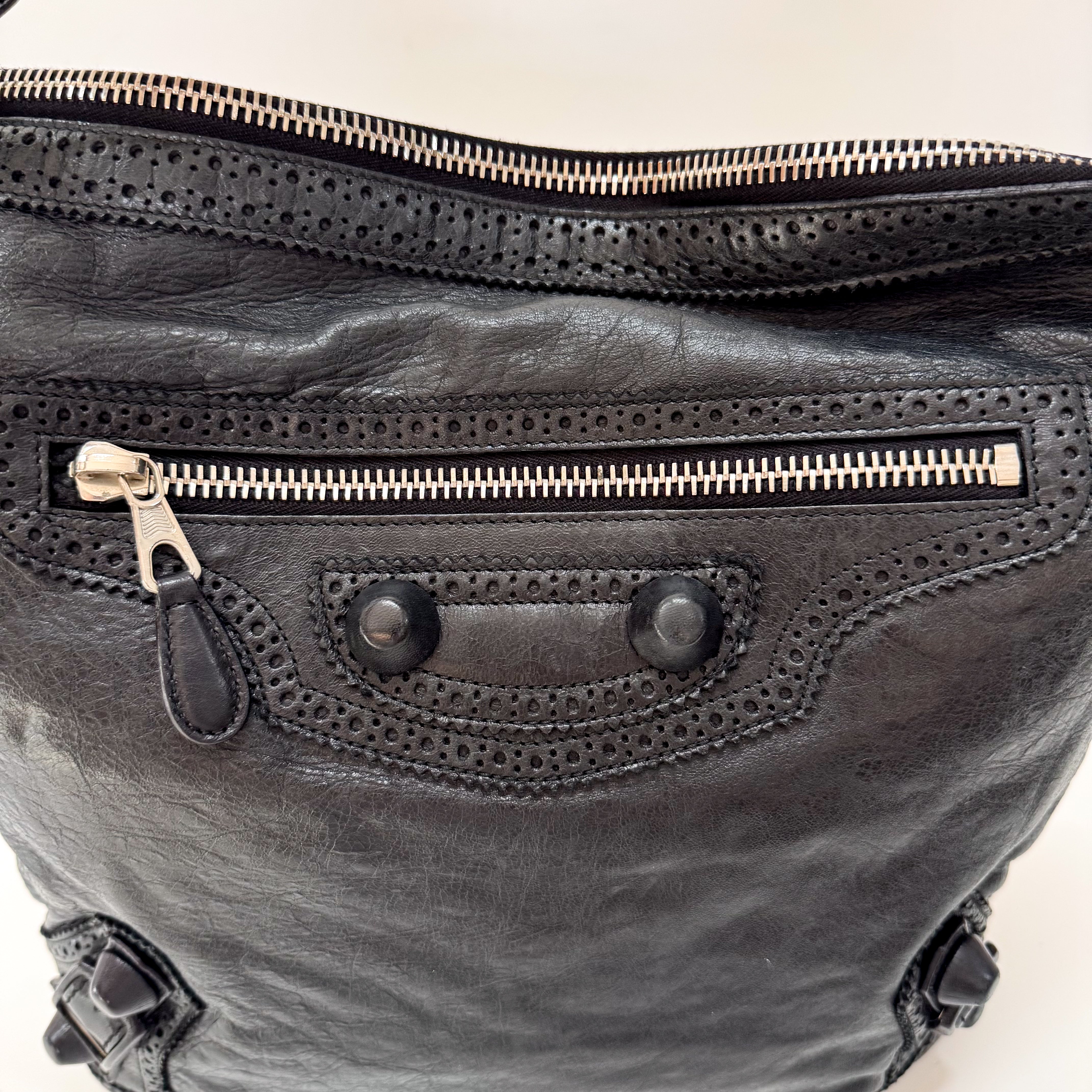 The Day Laser Cut Black Leather Tote Bag