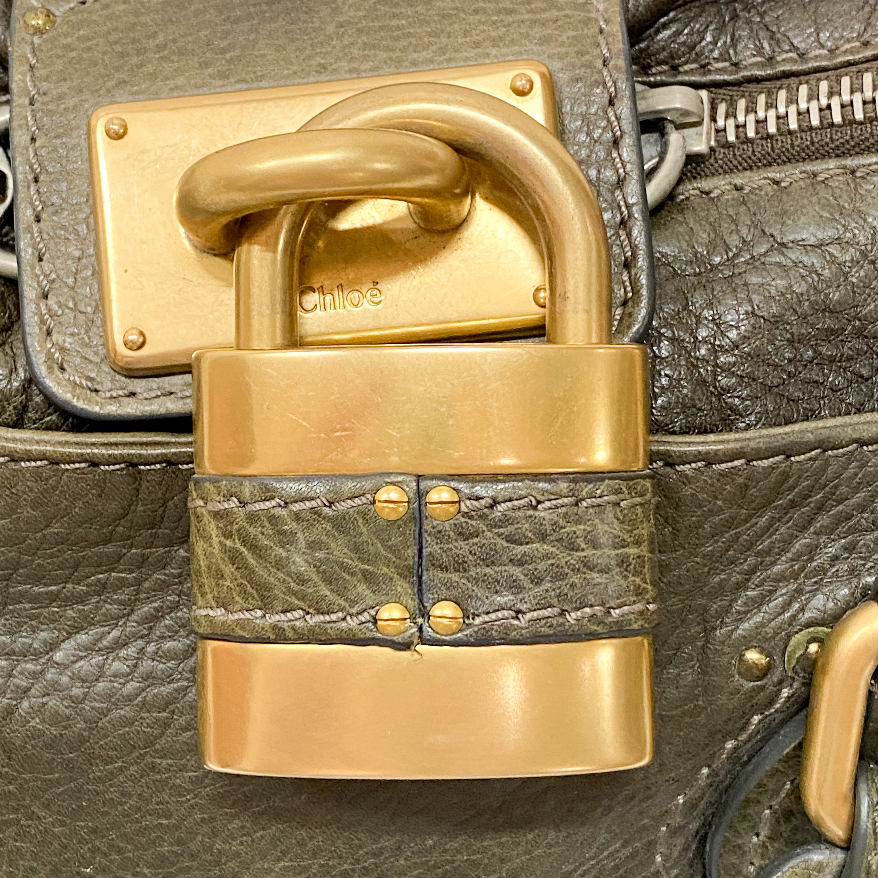 Paddington Khaki Leather Shoulder Bag