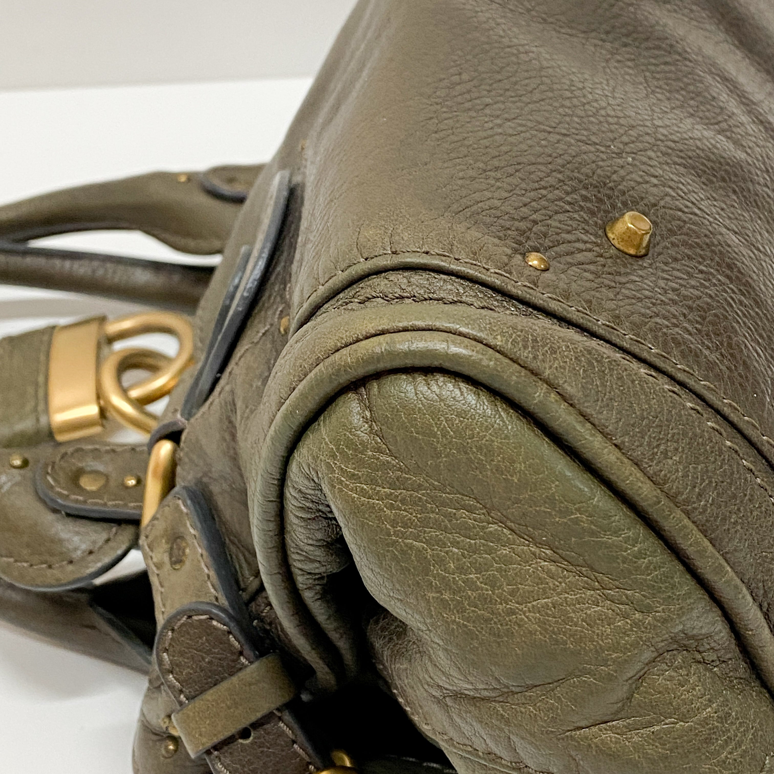 Paddington Khaki Leather Shoulder Bag