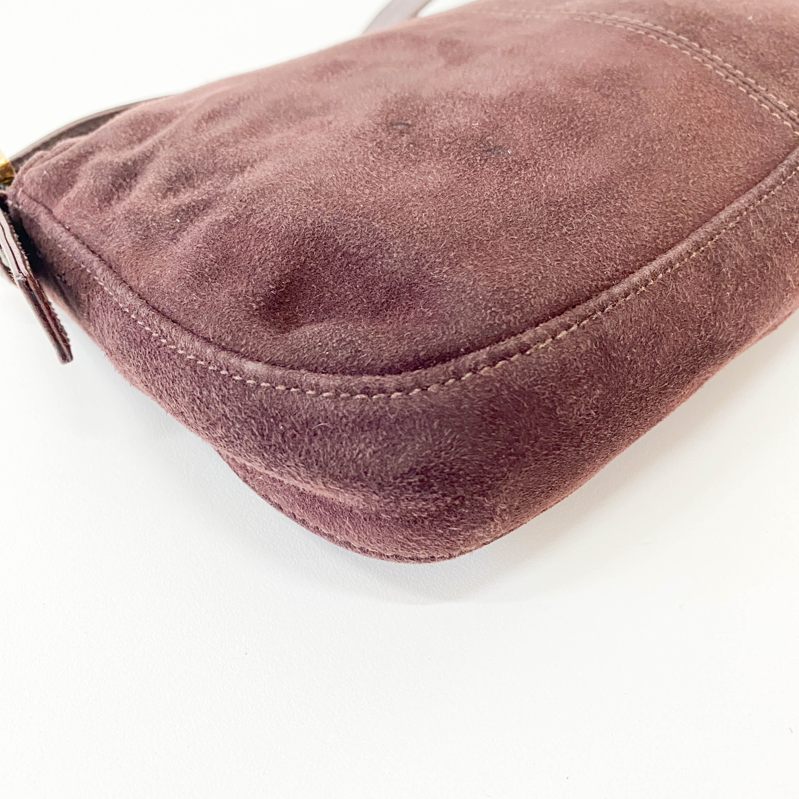 Baguette Brown Suede Shoulder Bag
