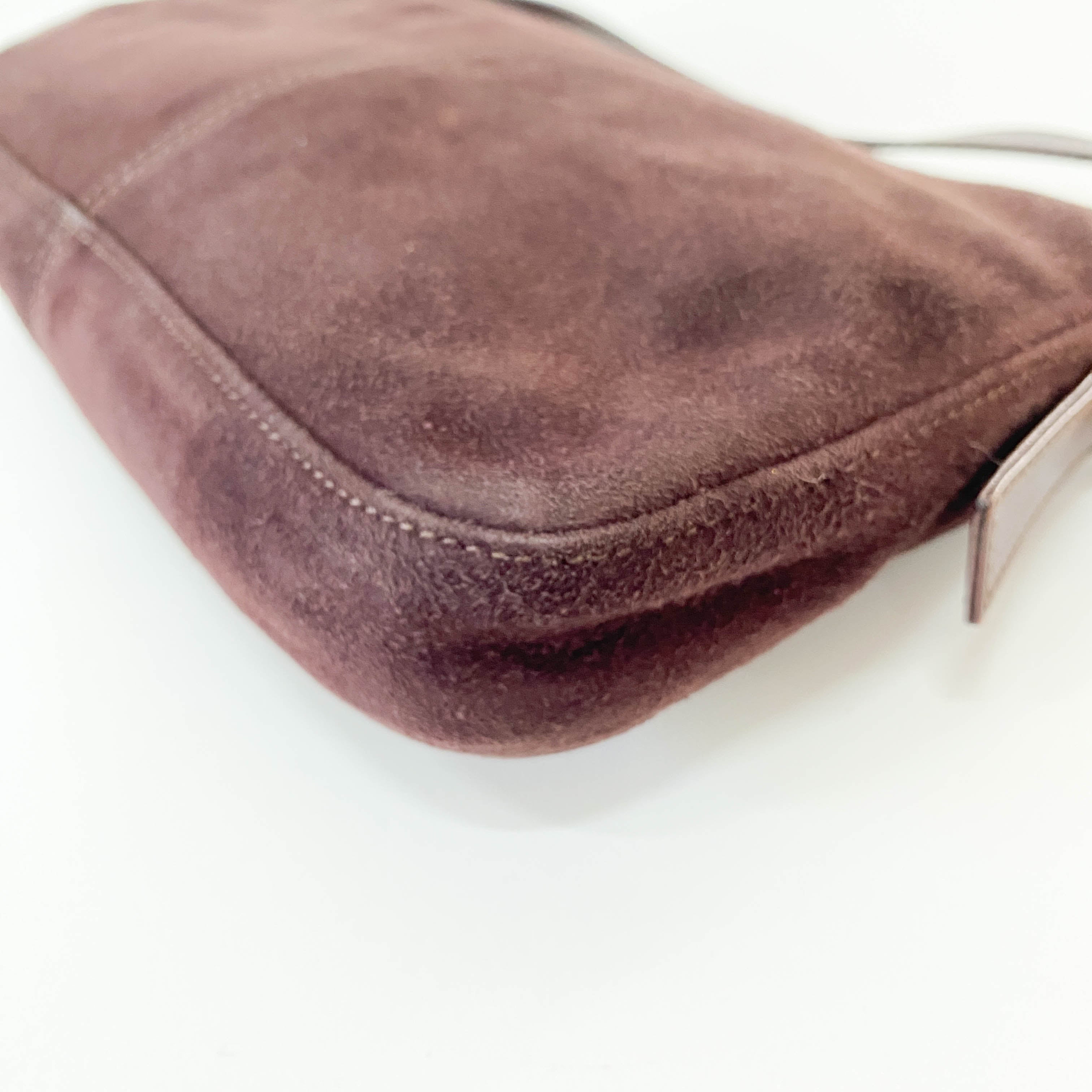 Baguette Brown Suede Shoulder Bag