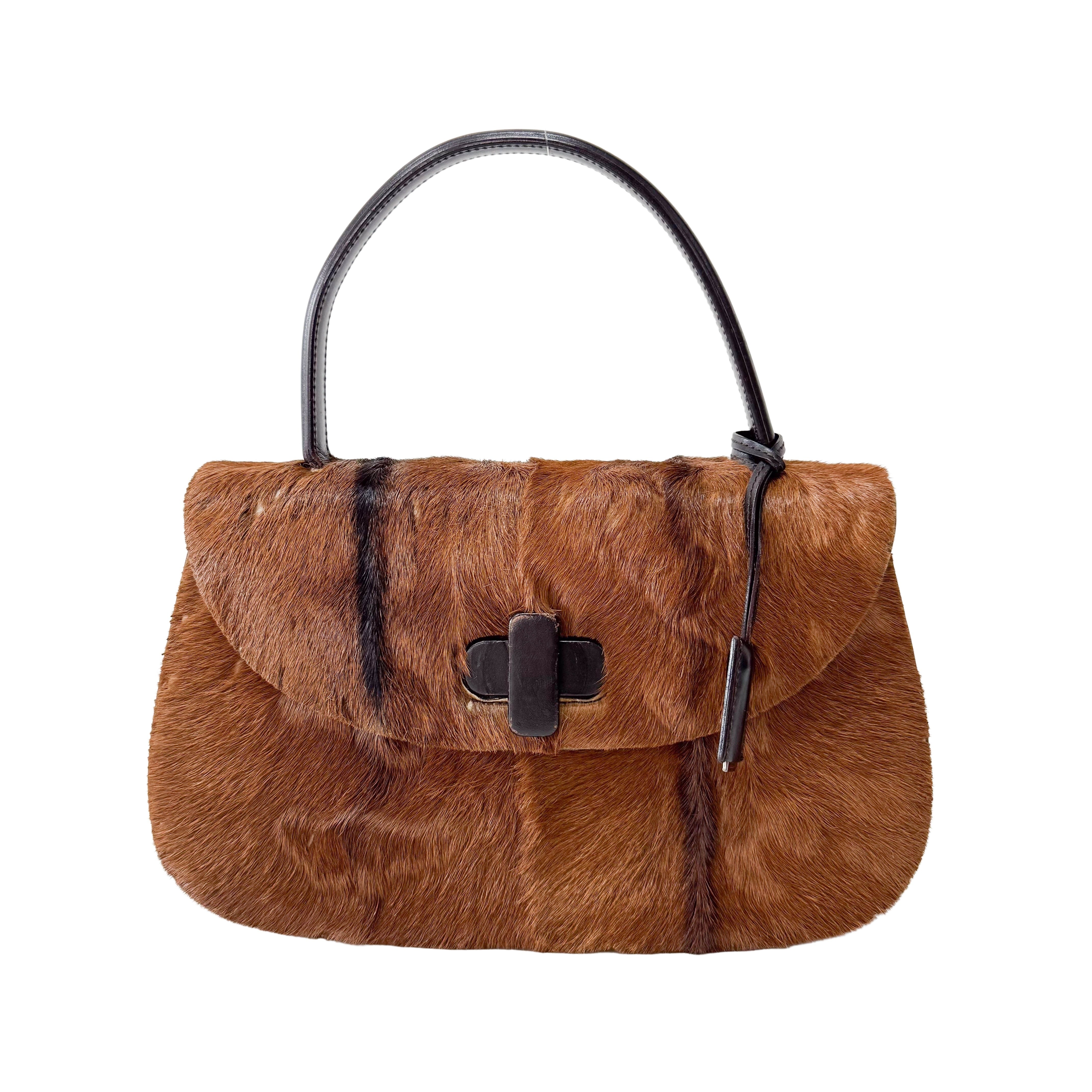 Brown Pony Hair Top Handle Bag