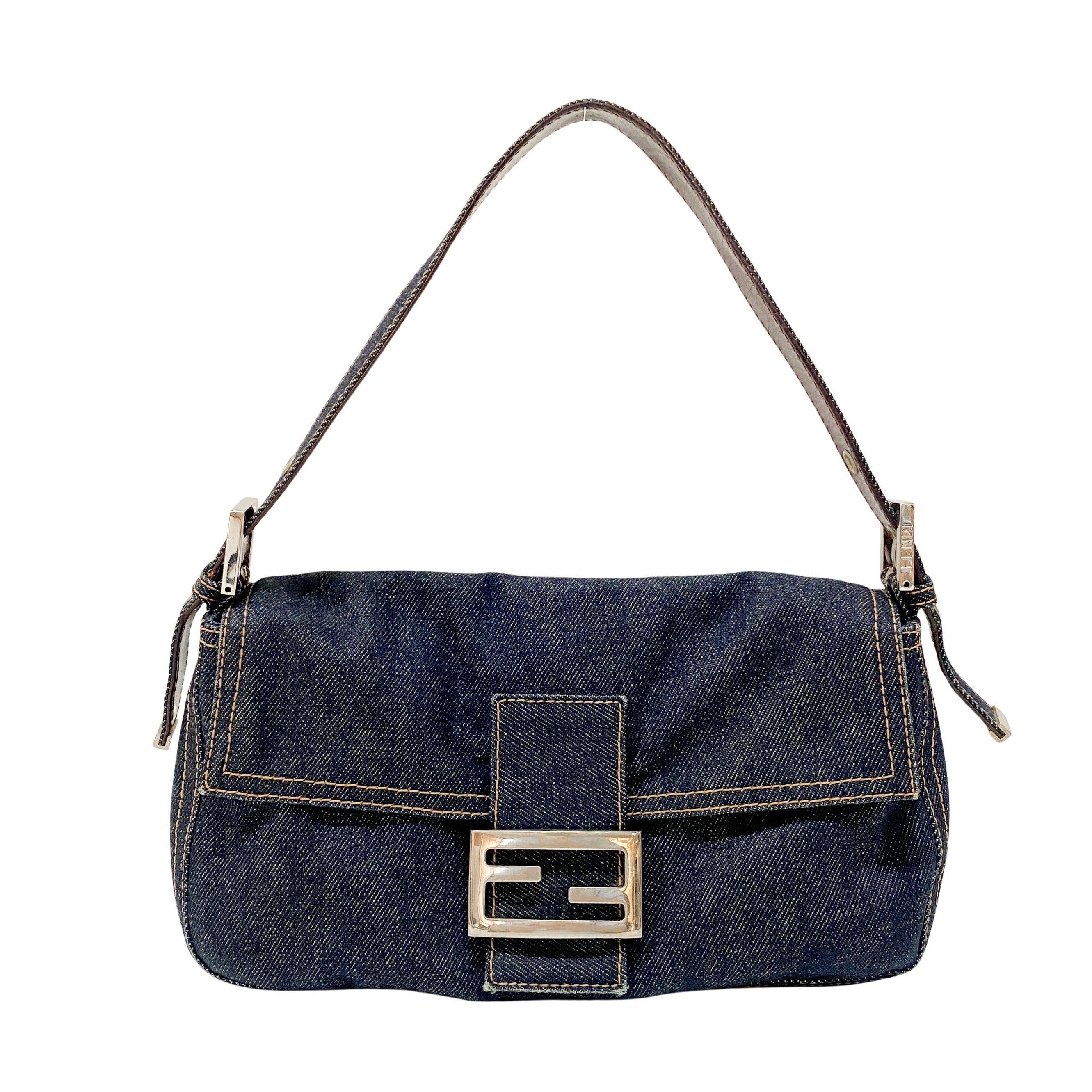 Baguette Denim Shoulder Bag