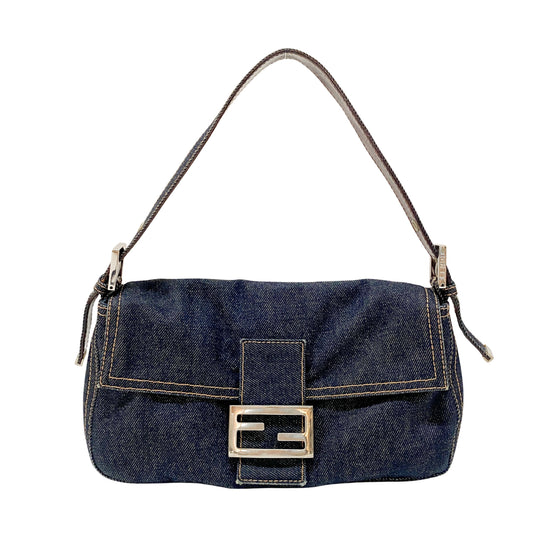 Baguette Denim Shoulder Bag