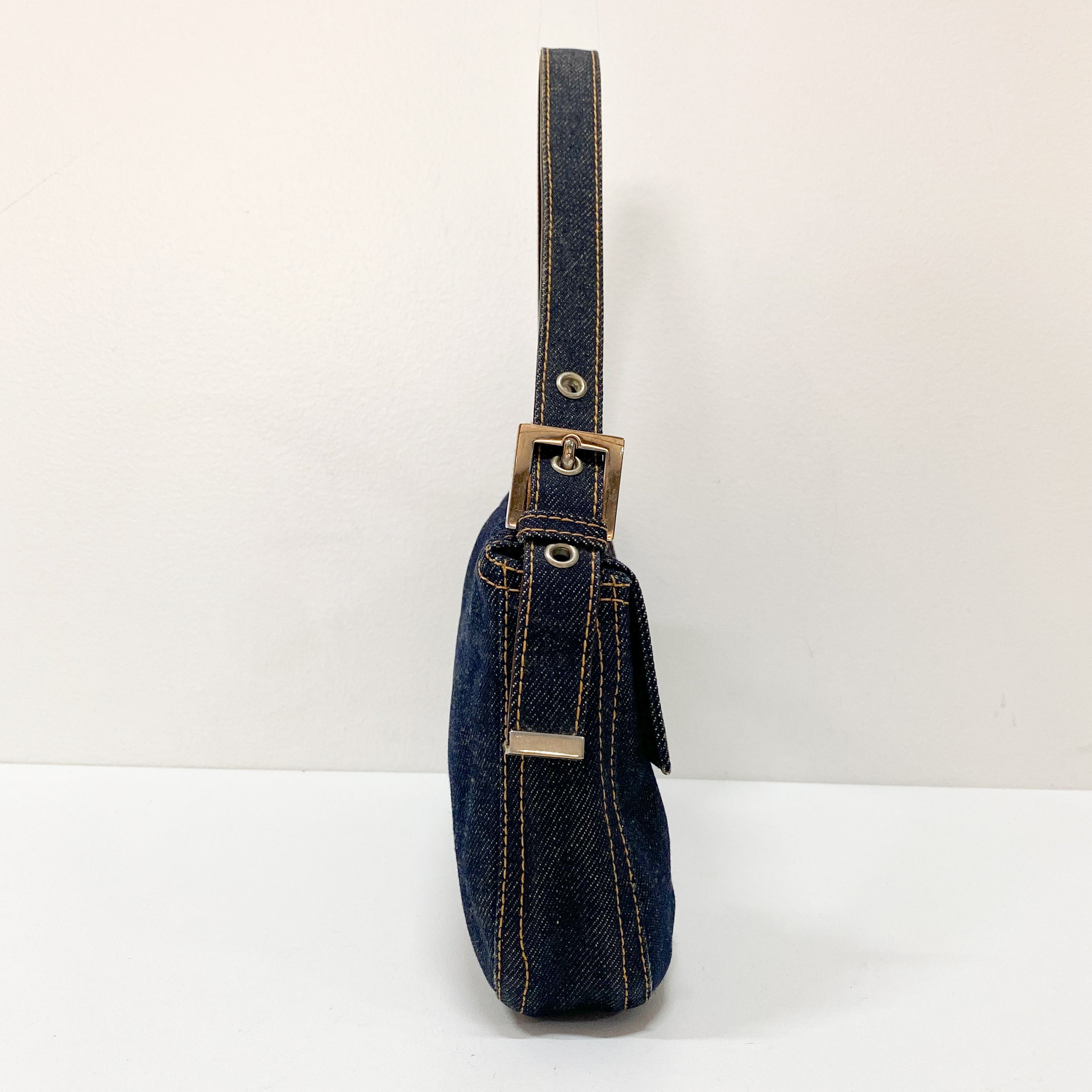 Baguette Denim Shoulder Bag