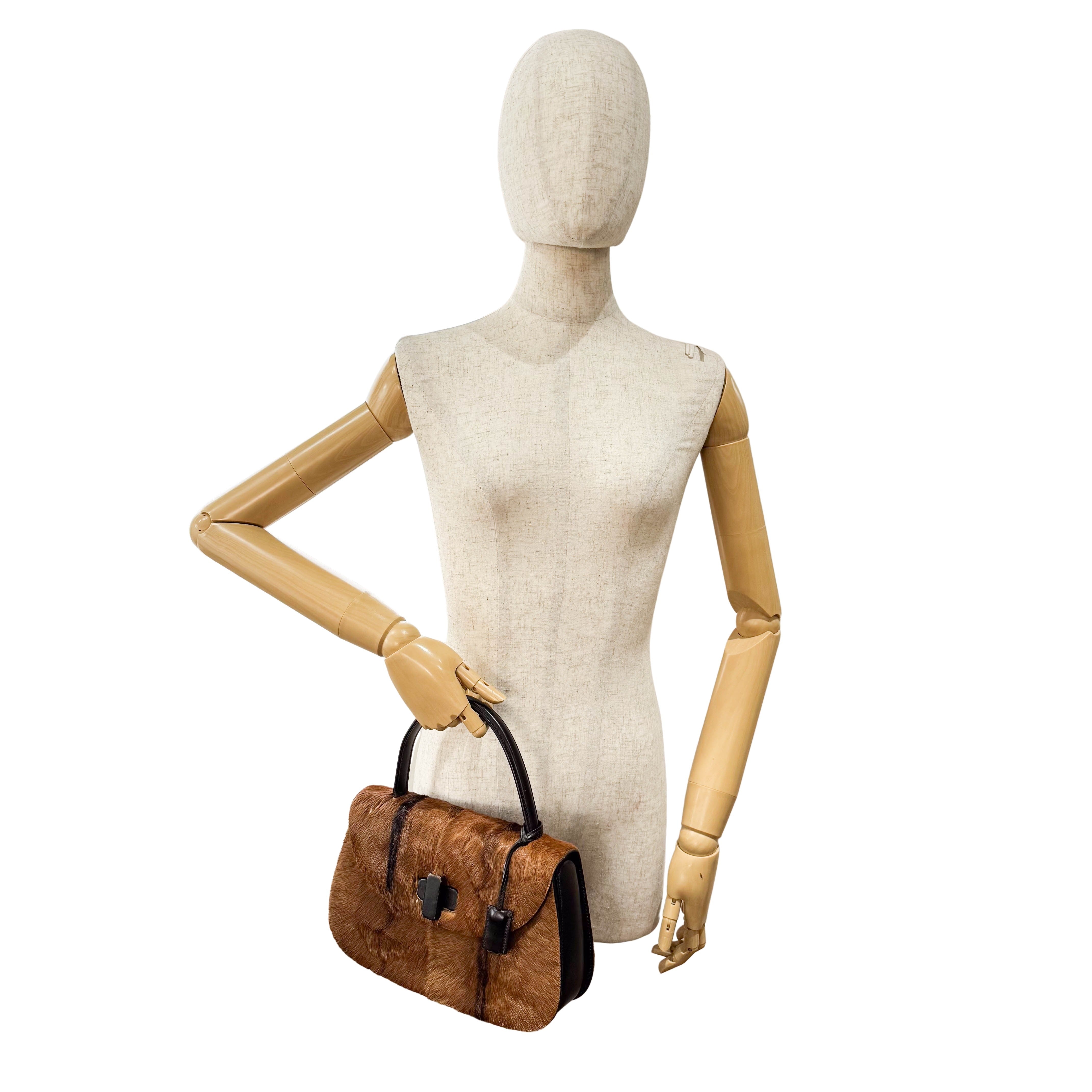 Brown Pony Hair Top Handle Bag