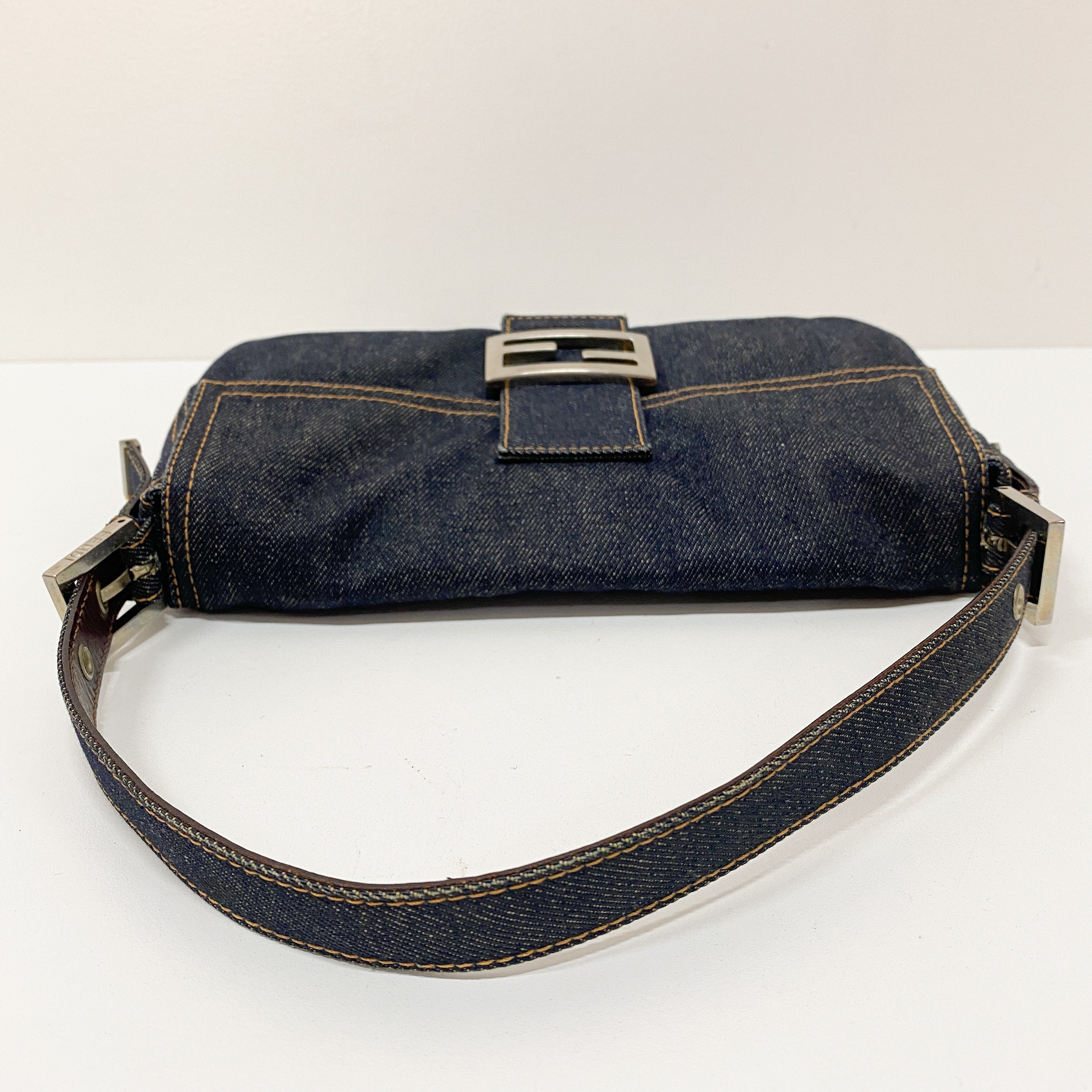 Baguette Denim Shoulder Bag