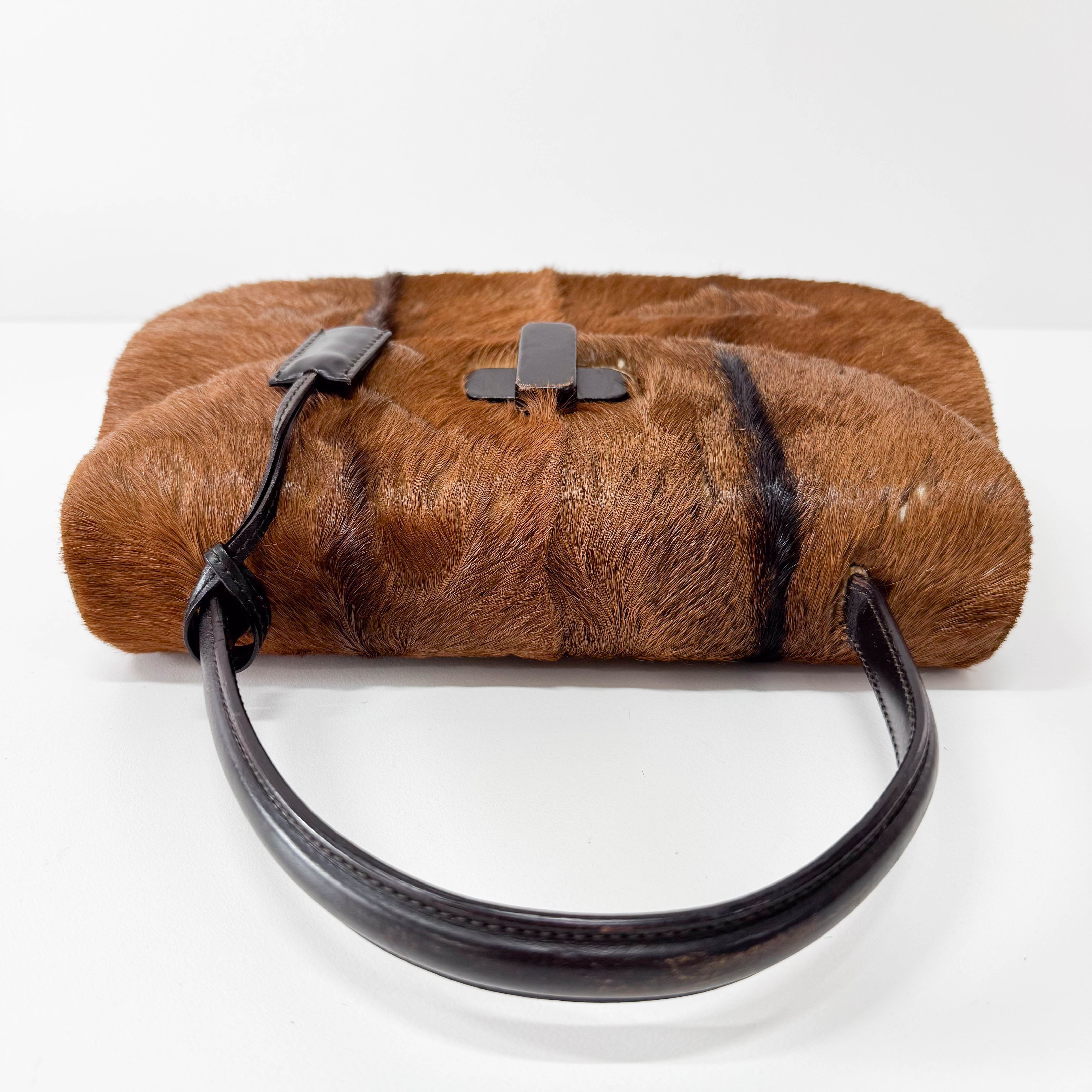 Brown Pony Hair Top Handle Bag