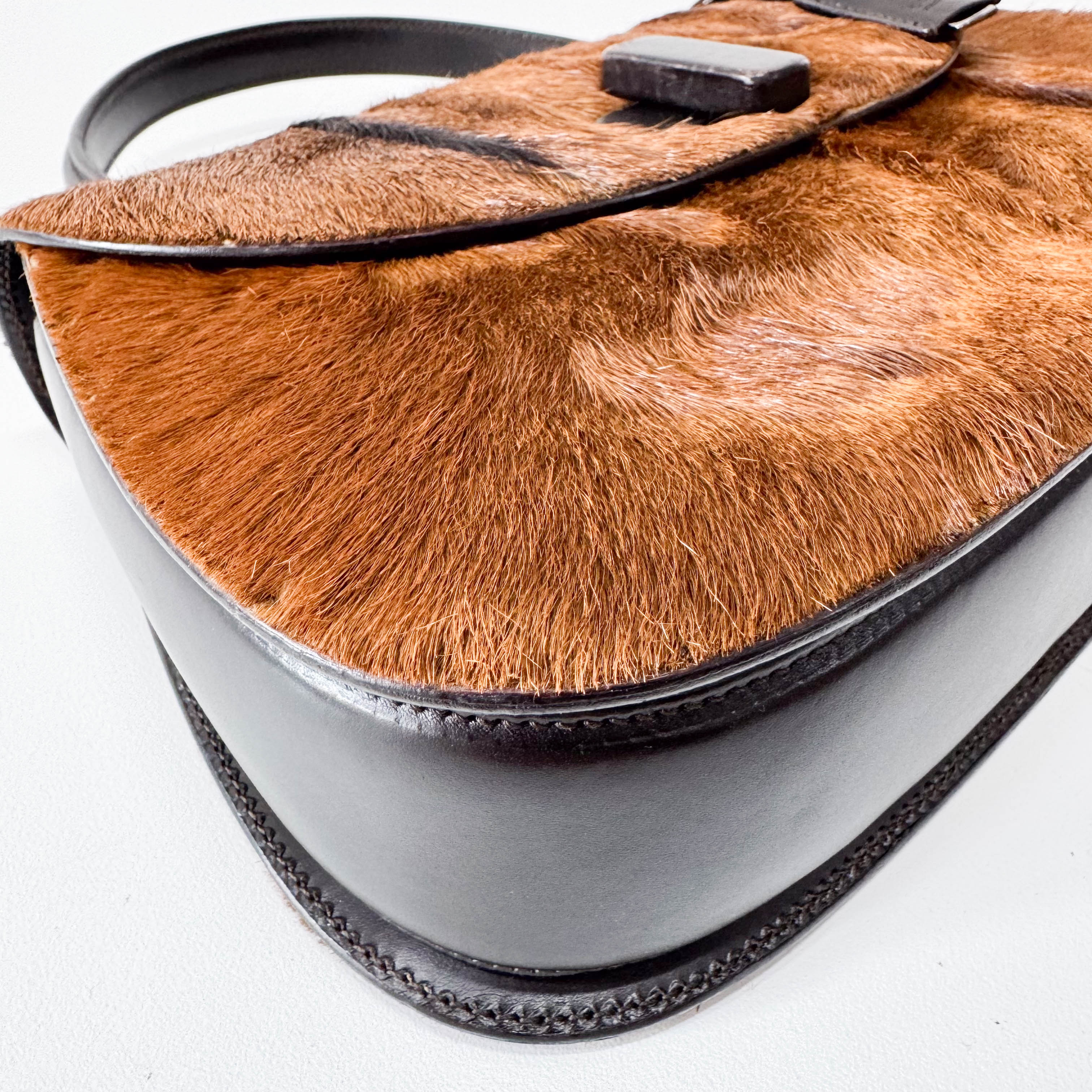 Brown Pony Hair Top Handle Bag
