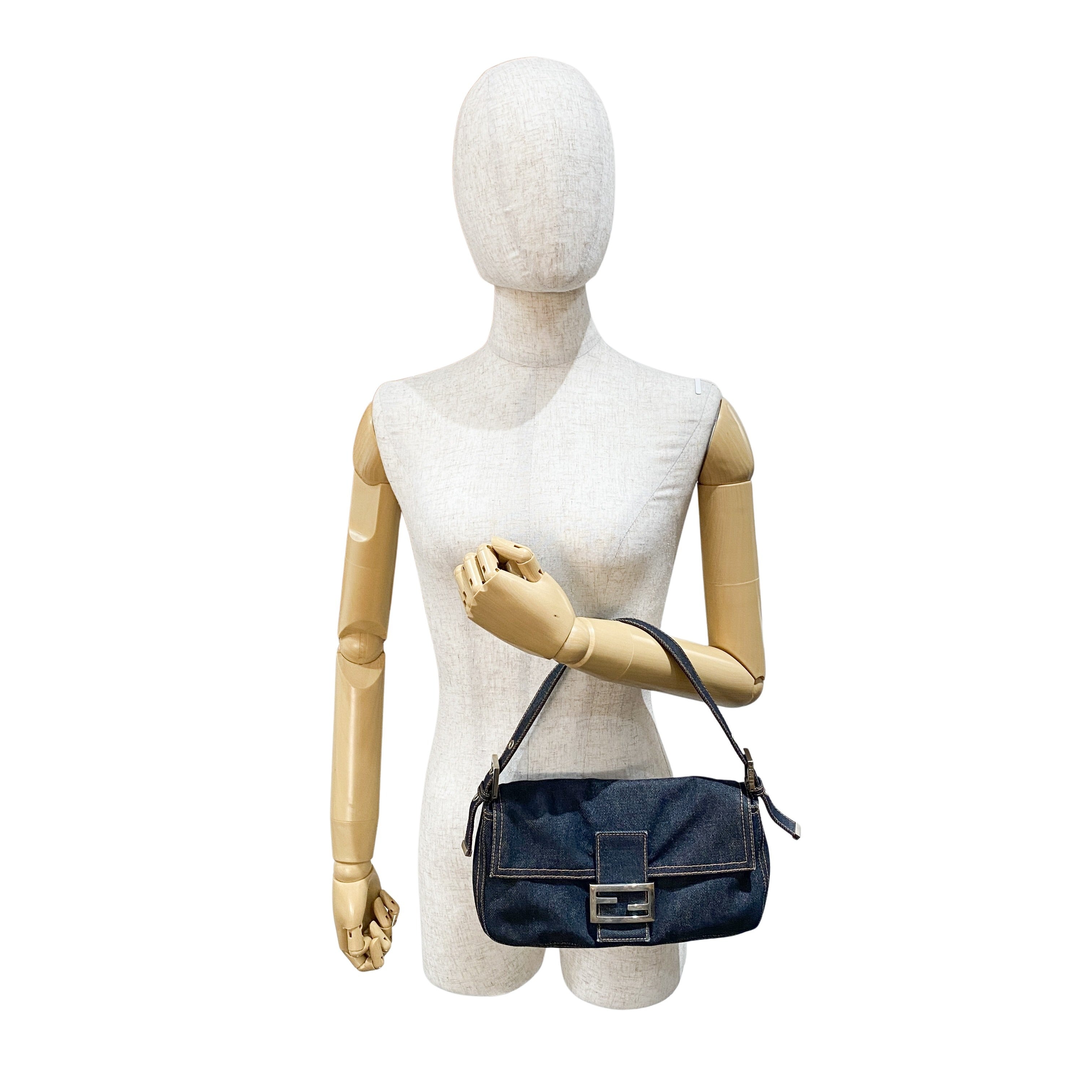 Baguette Denim Shoulder Bag