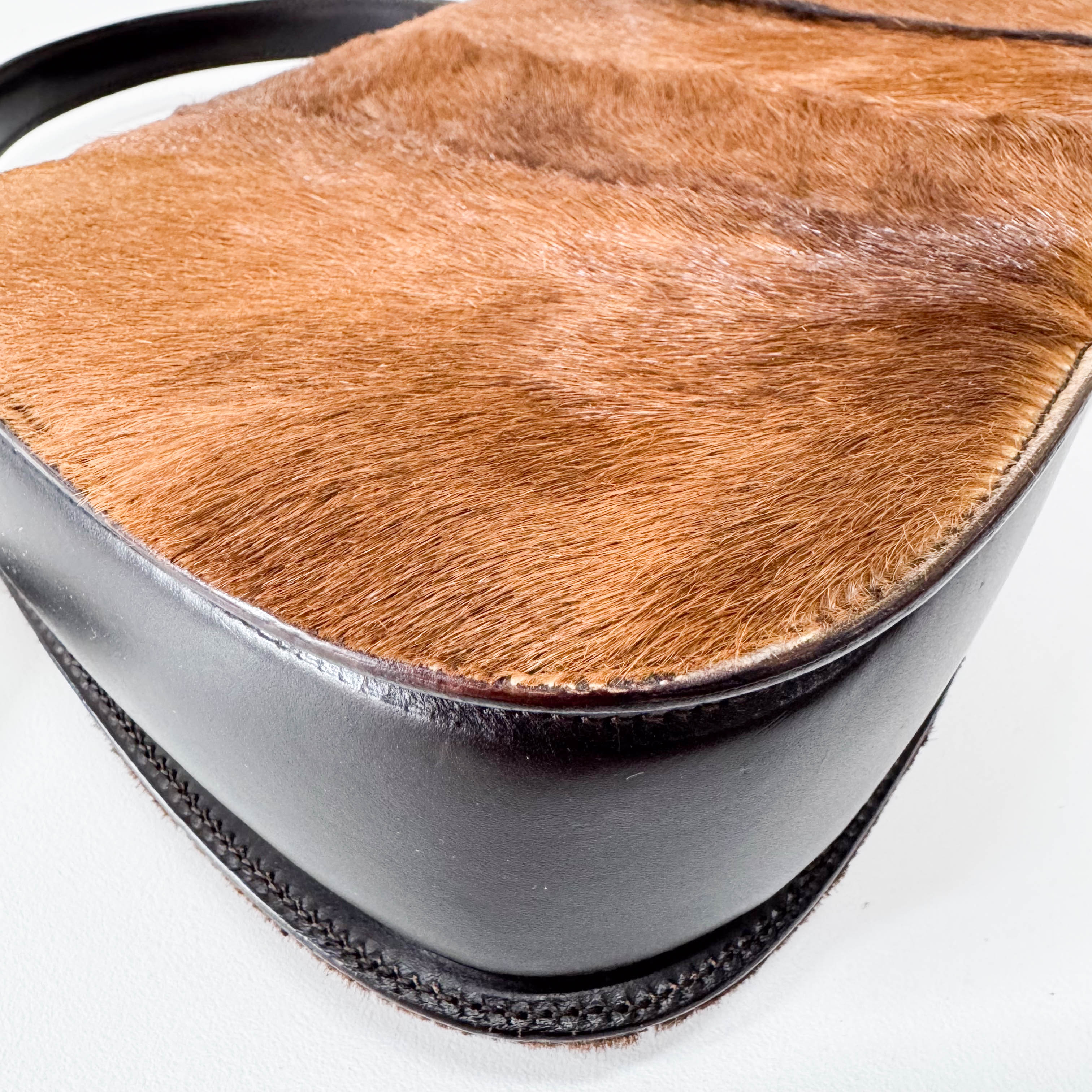 Brown Pony Hair Top Handle Bag