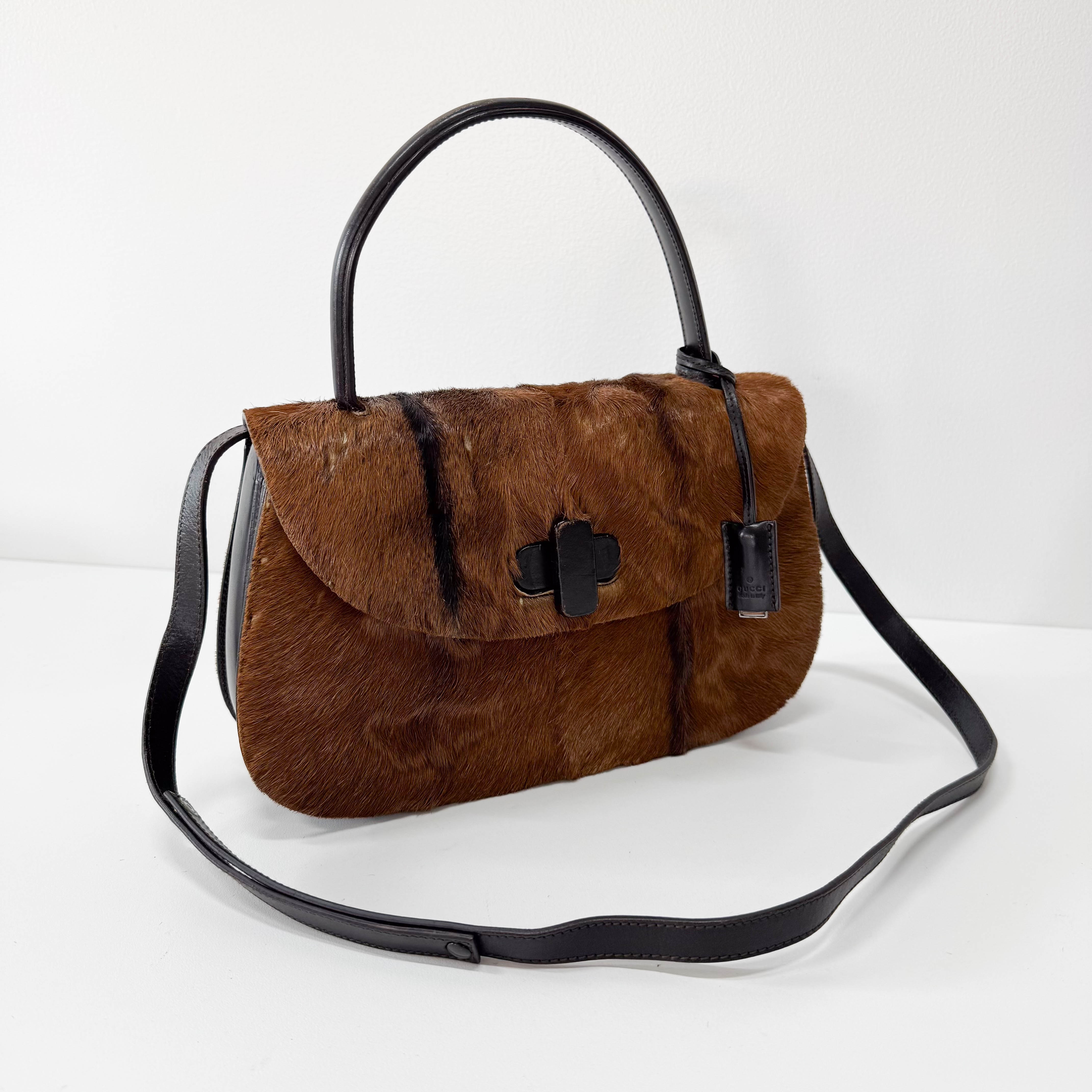 Brown Pony Hair Top Handle Bag
