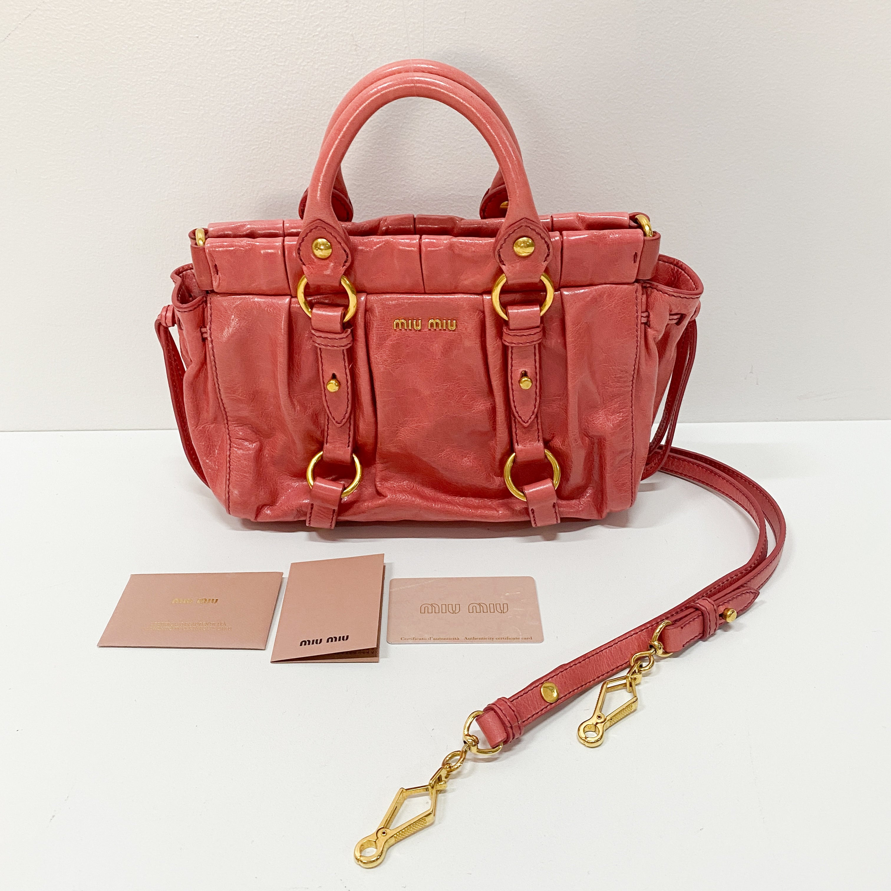Vitello Mini Pink Leather Two Way Bag