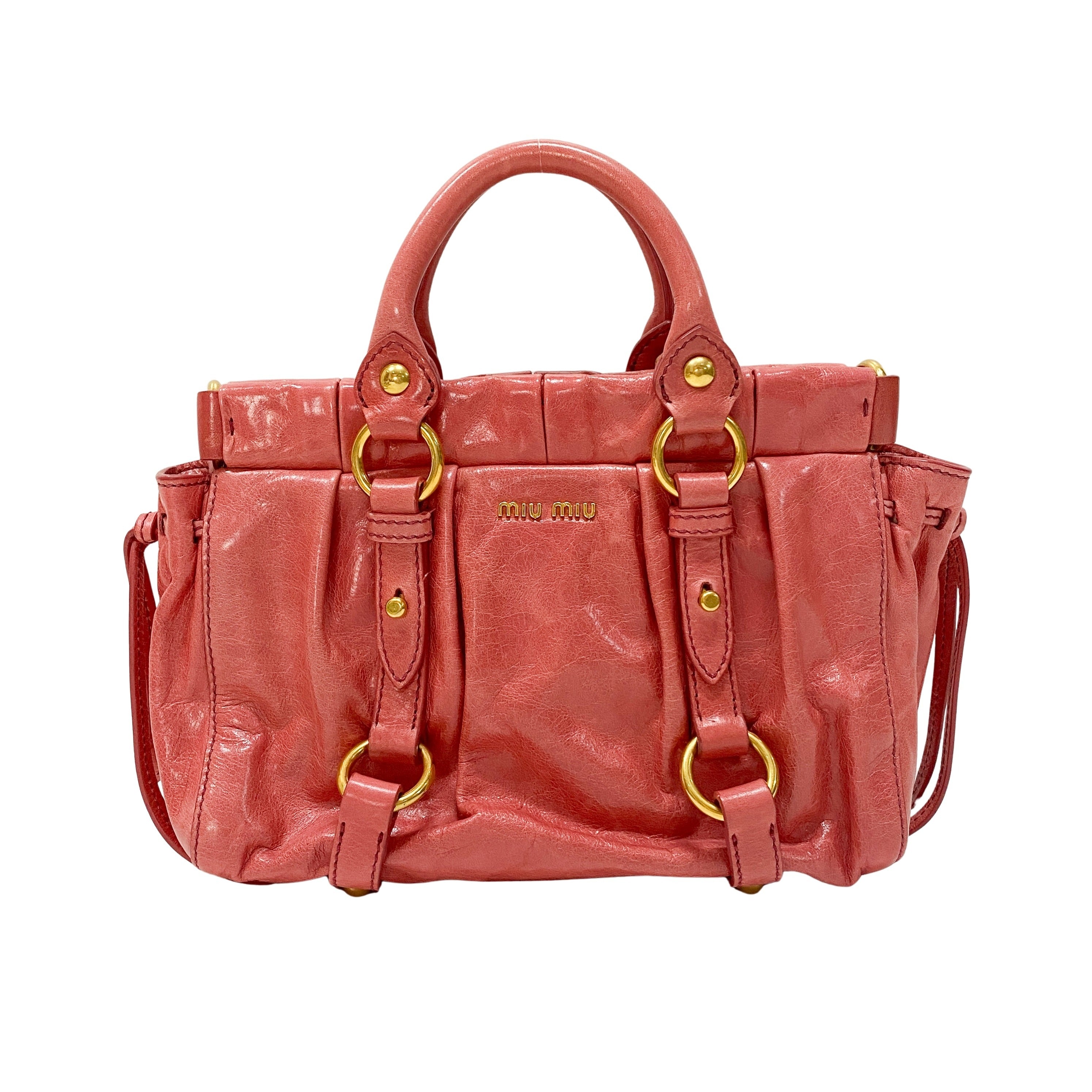 Vitello Mini Pink Leather Two Way Bag
