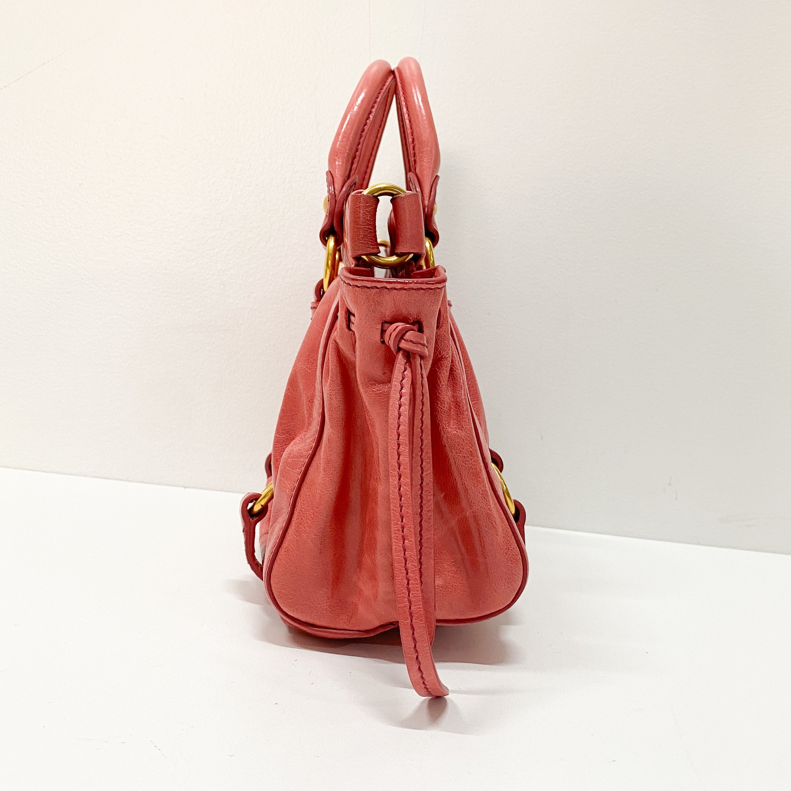 Vitello Mini Pink Leather Two Way Bag