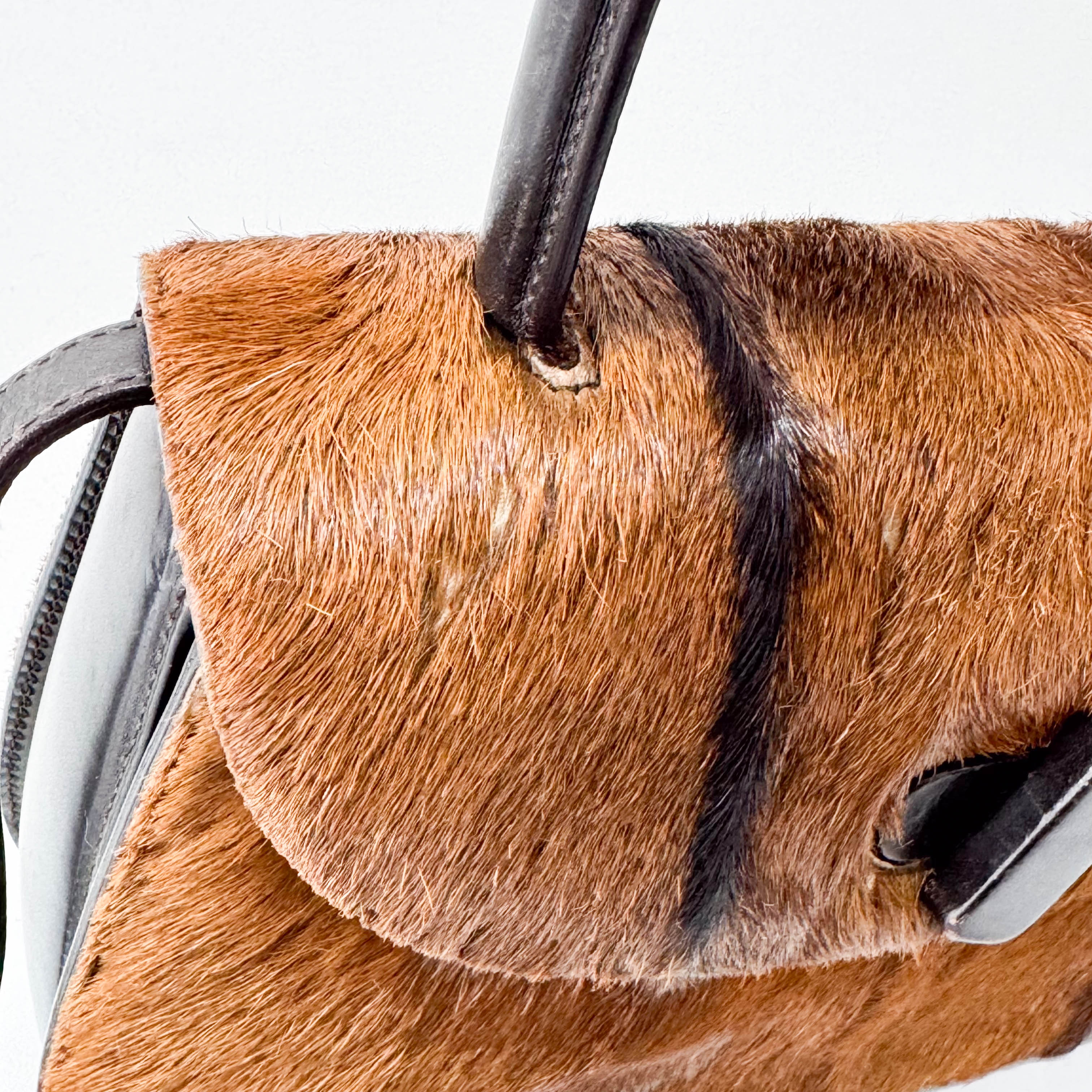 Brown Pony Hair Top Handle Bag