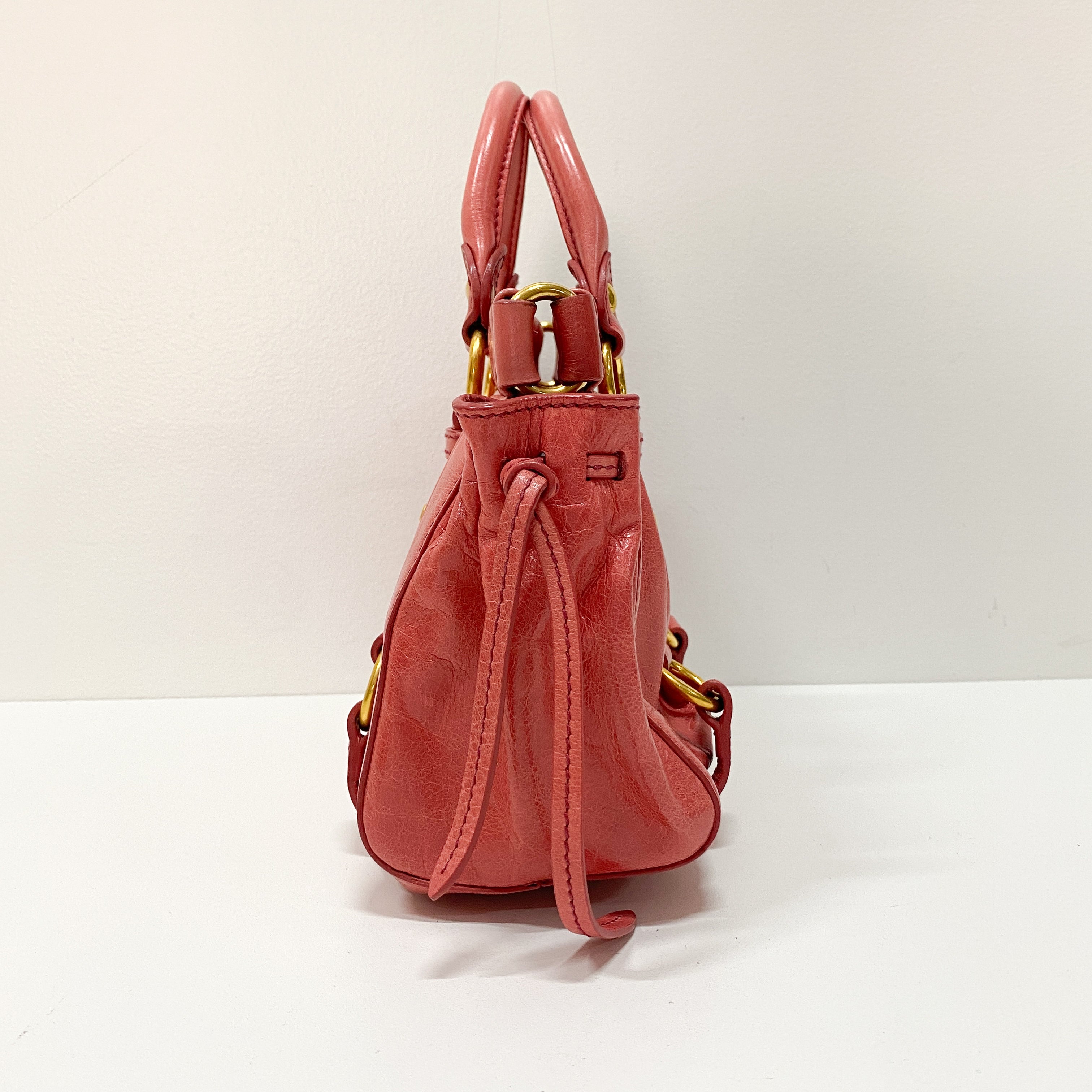 Vitello Mini Pink Leather Two Way Bag