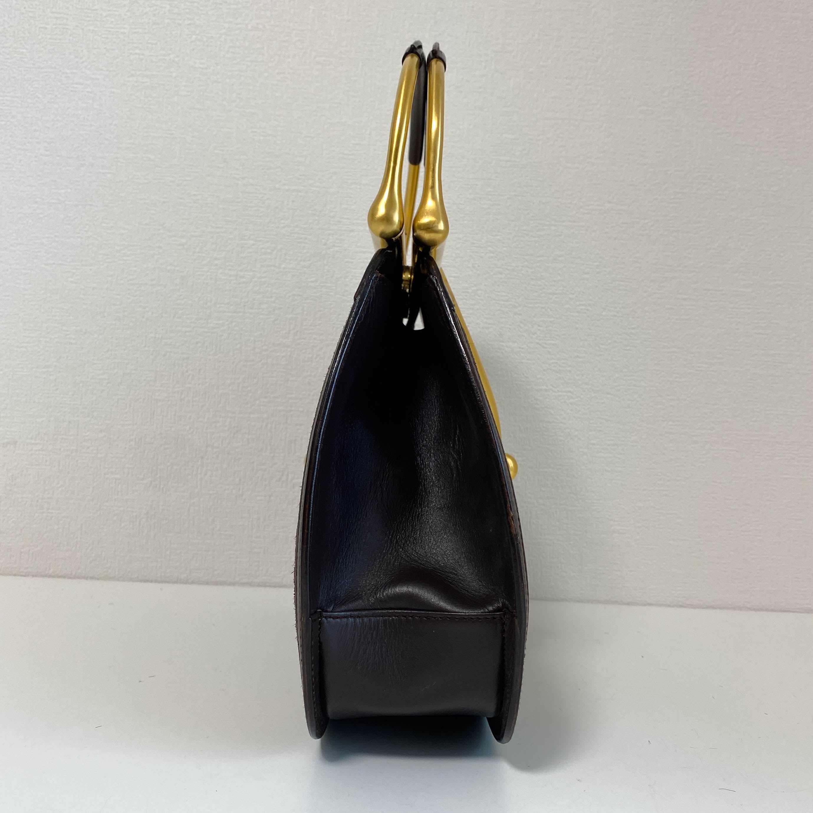 Horsebit Brown Suede Hand Bag