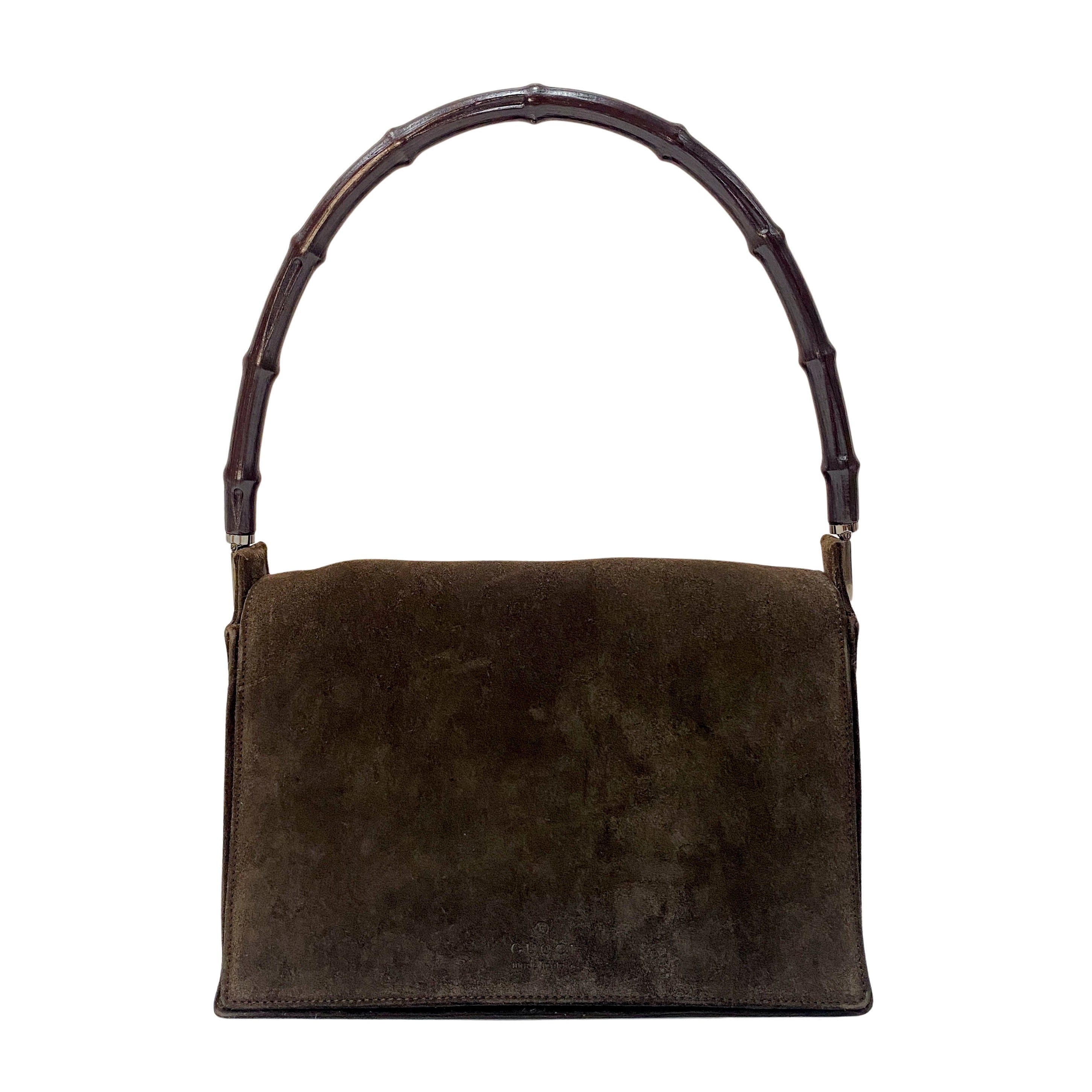 Bamboo Brown Suede Shoulder Bag