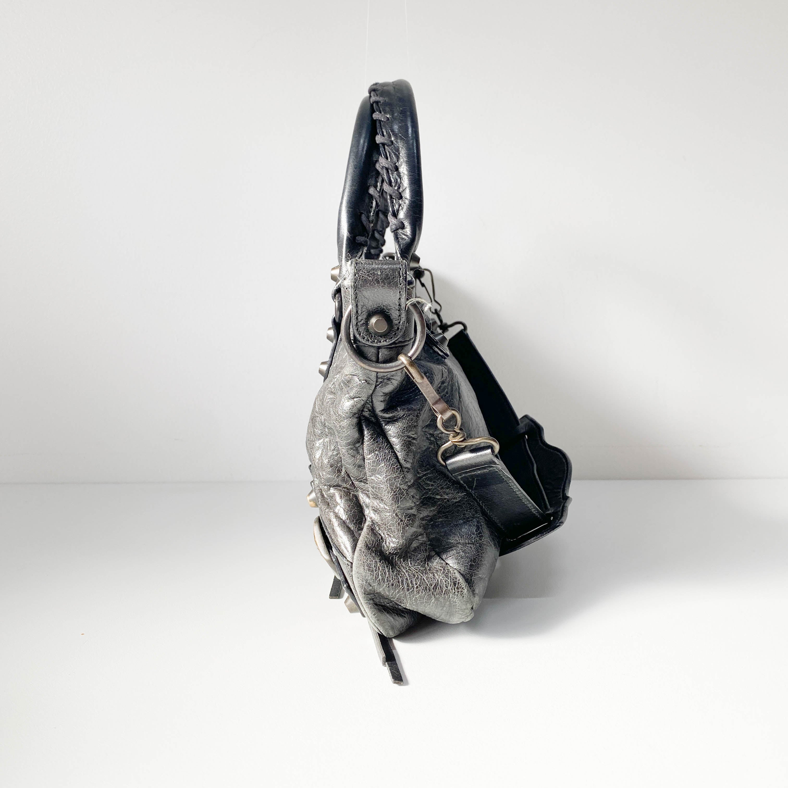 The City Black Calfskin Leather Two Way Bag