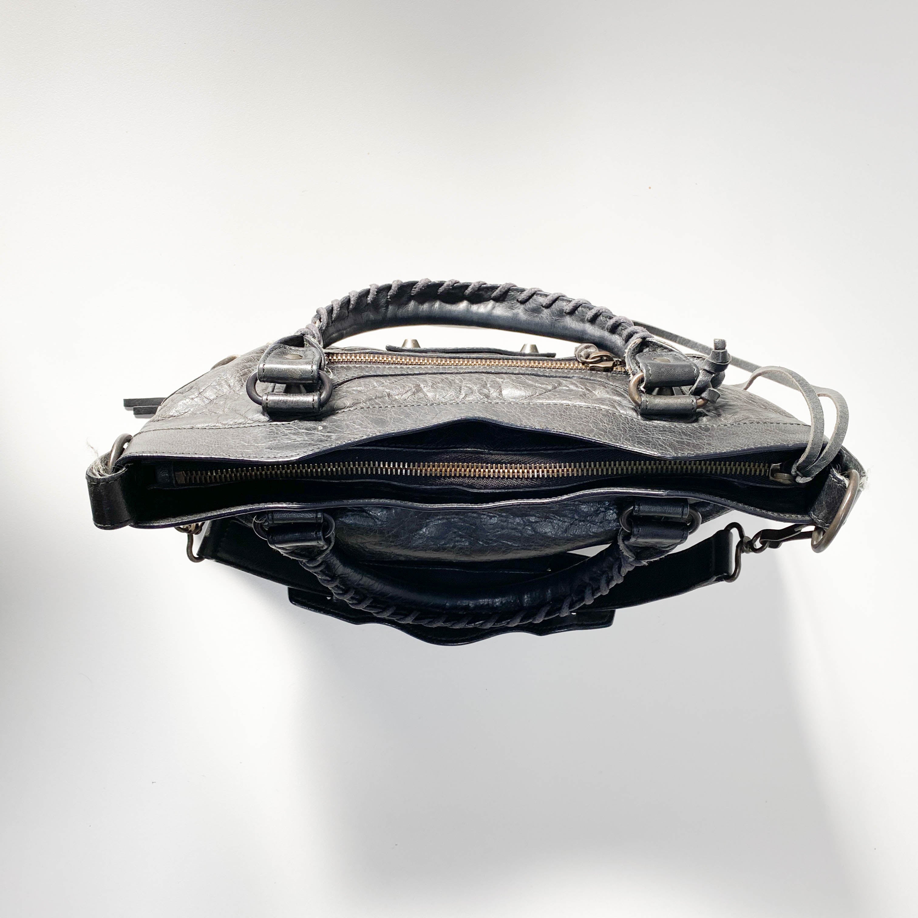 The City Black Calfskin Leather Two Way Bag