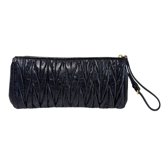 Matelasse Black Leather Clutch Bag