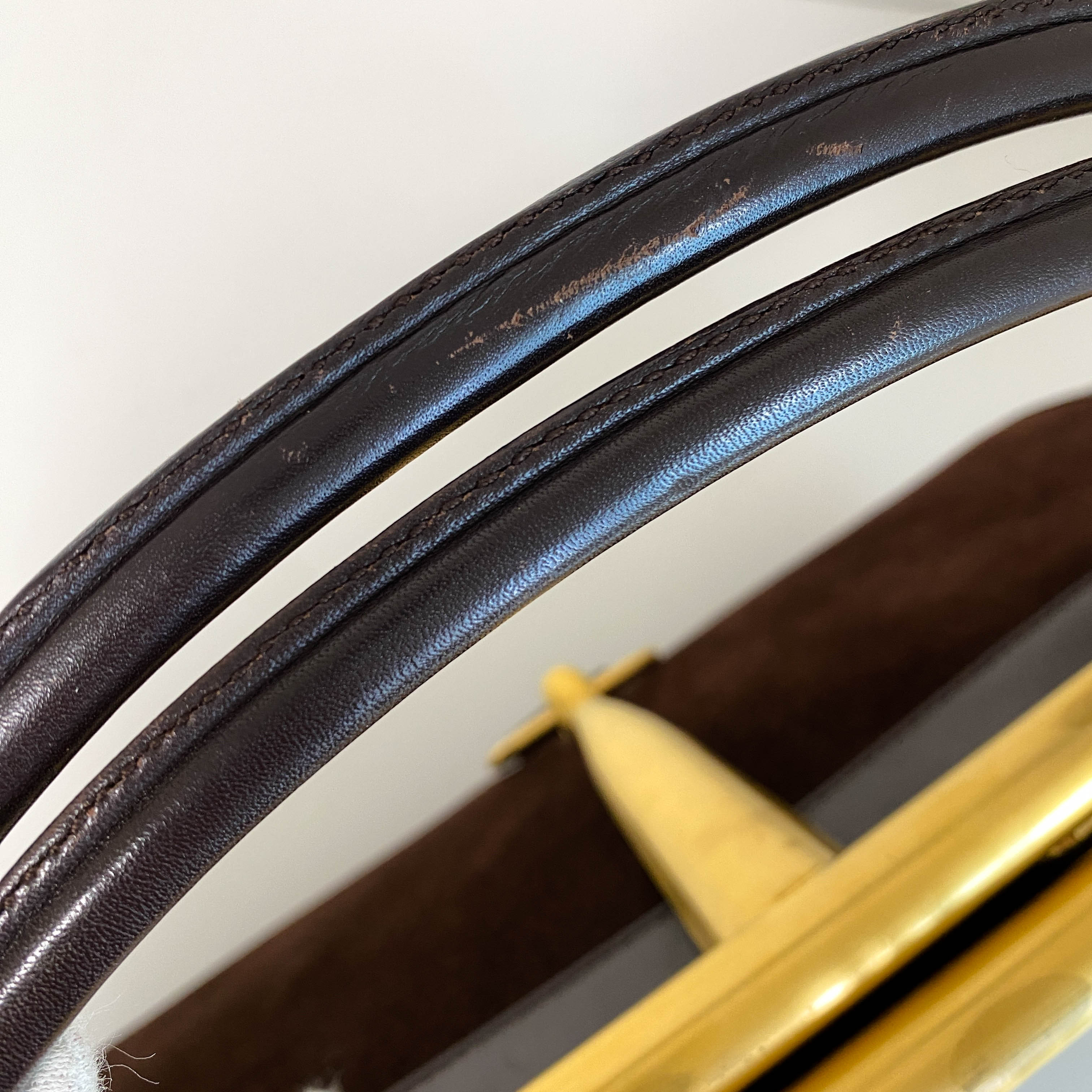 Horsebit Brown Suede Hand Bag