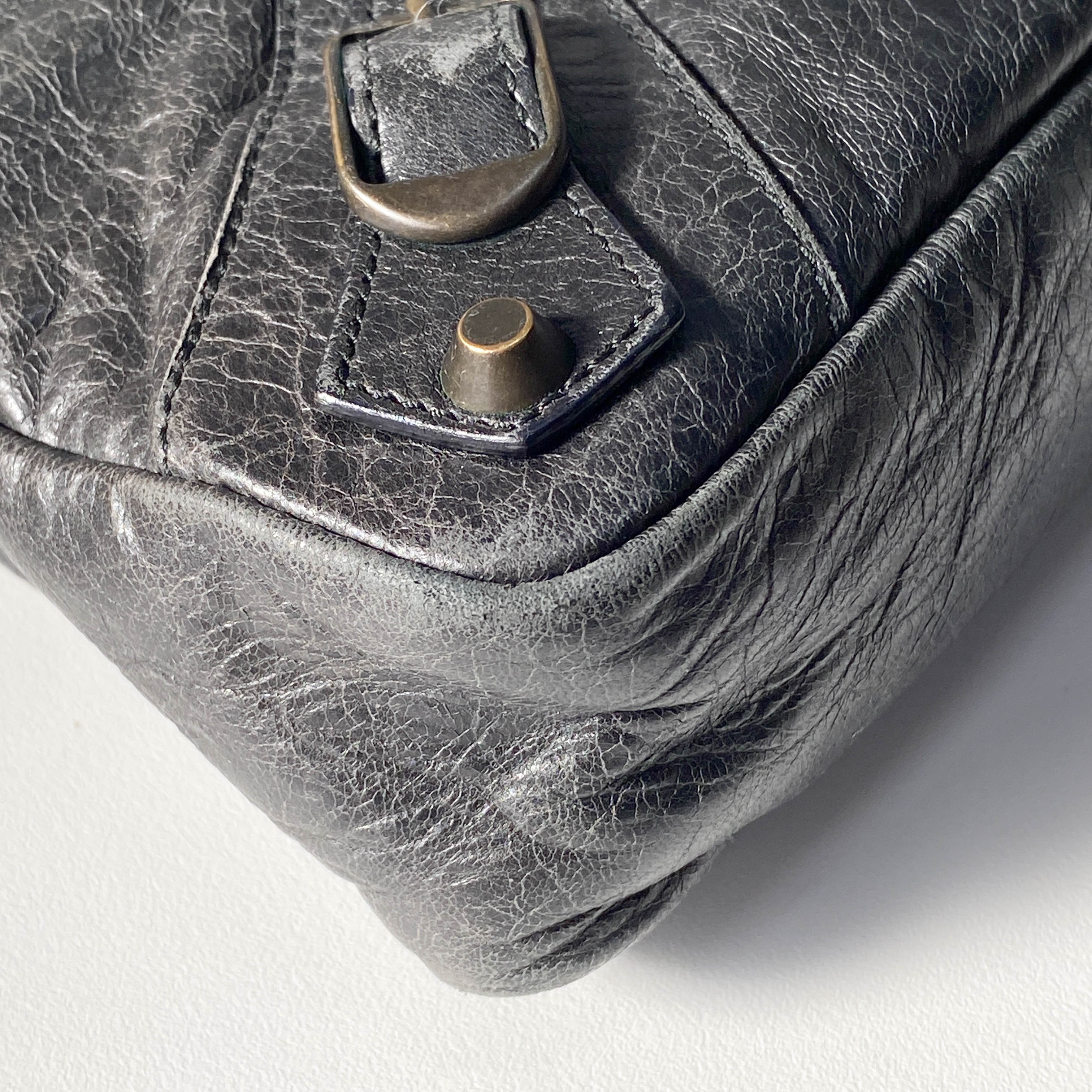 The City Black Calfskin Leather Two Way Bag