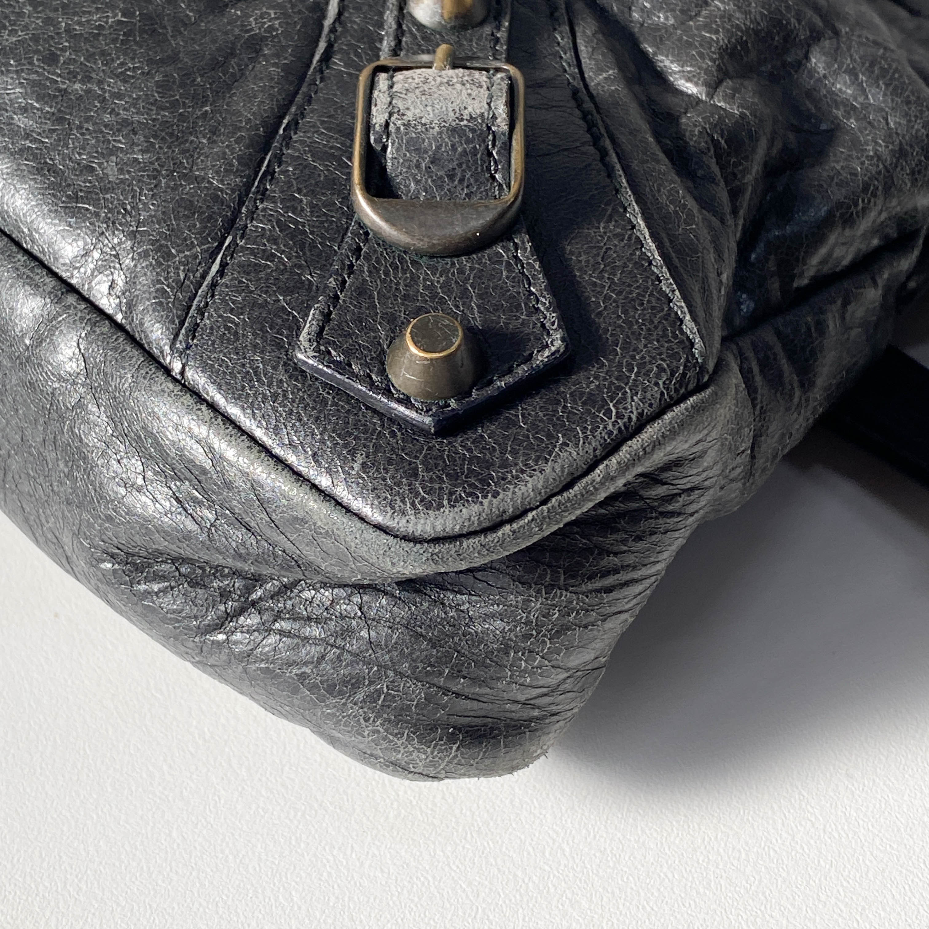 The City Black Calfskin Leather Two Way Bag