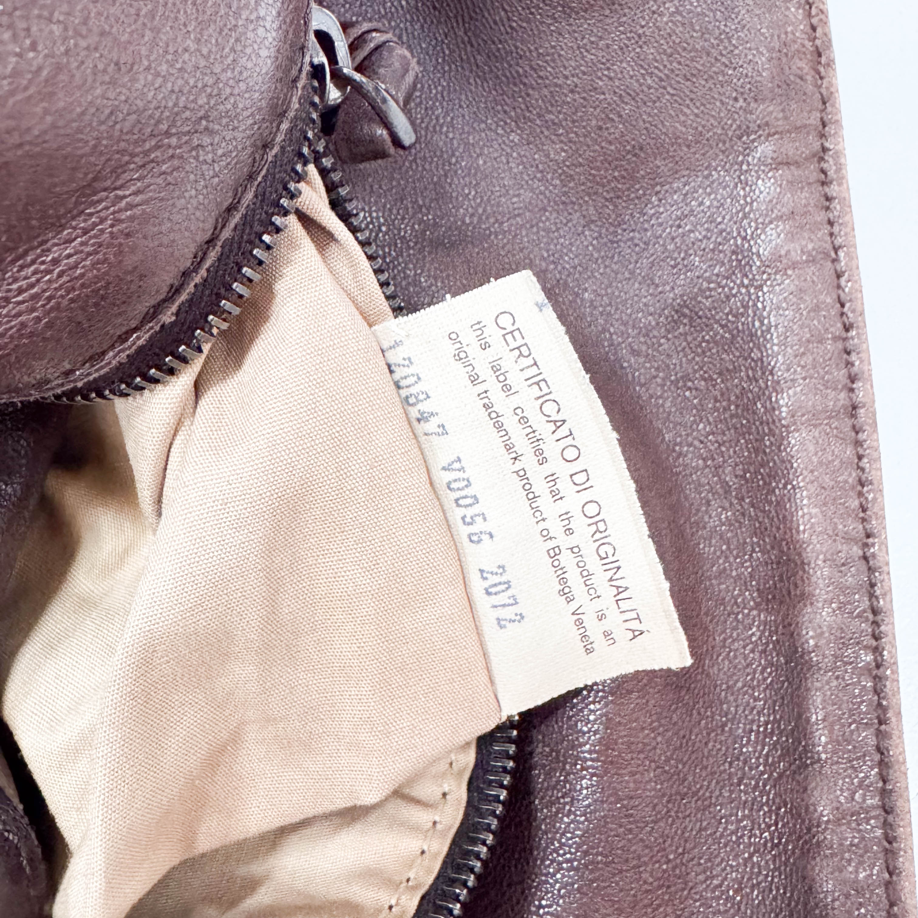 Brown Leather Intrecciato Strap Shoulder Bag