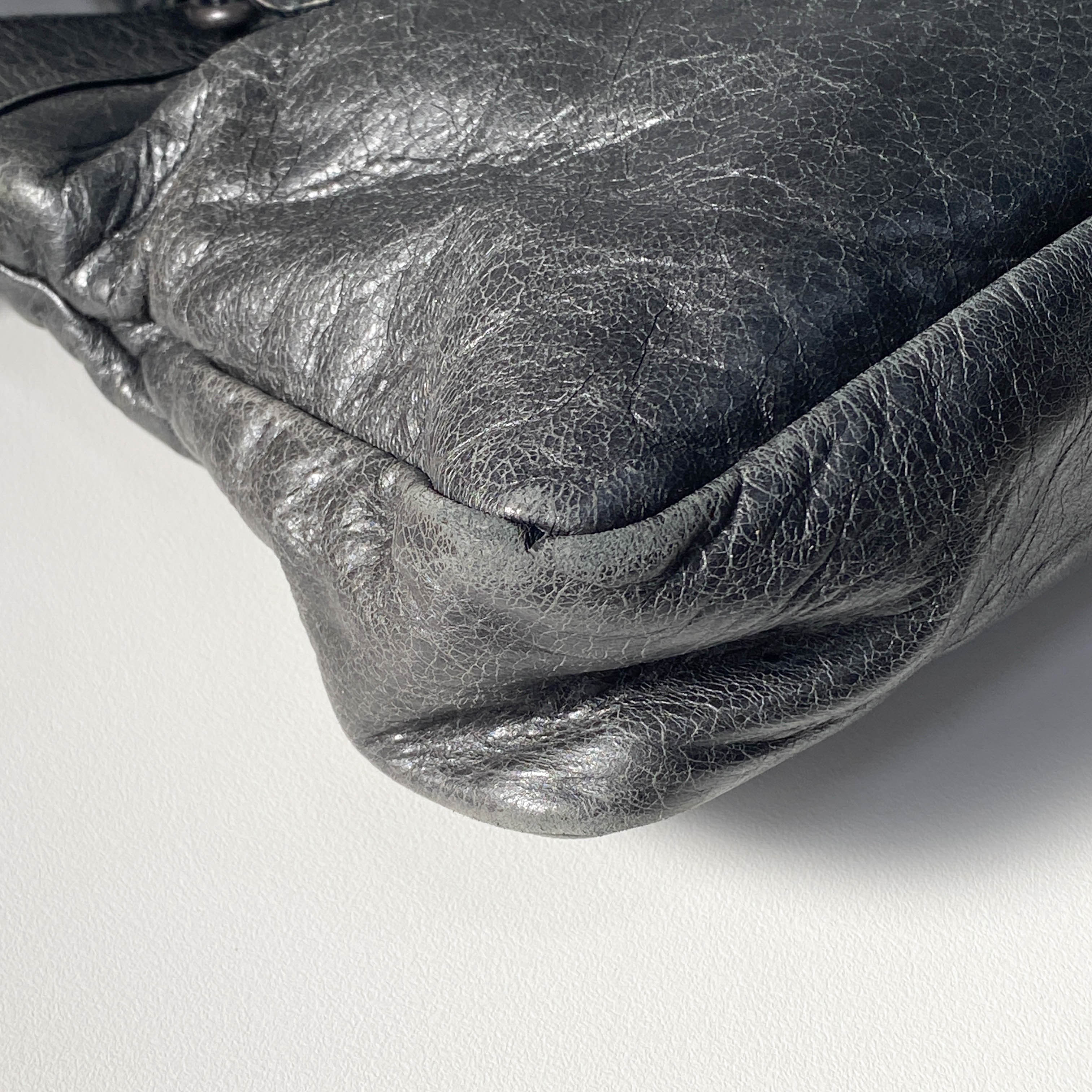 The City Black Calfskin Leather Two Way Bag