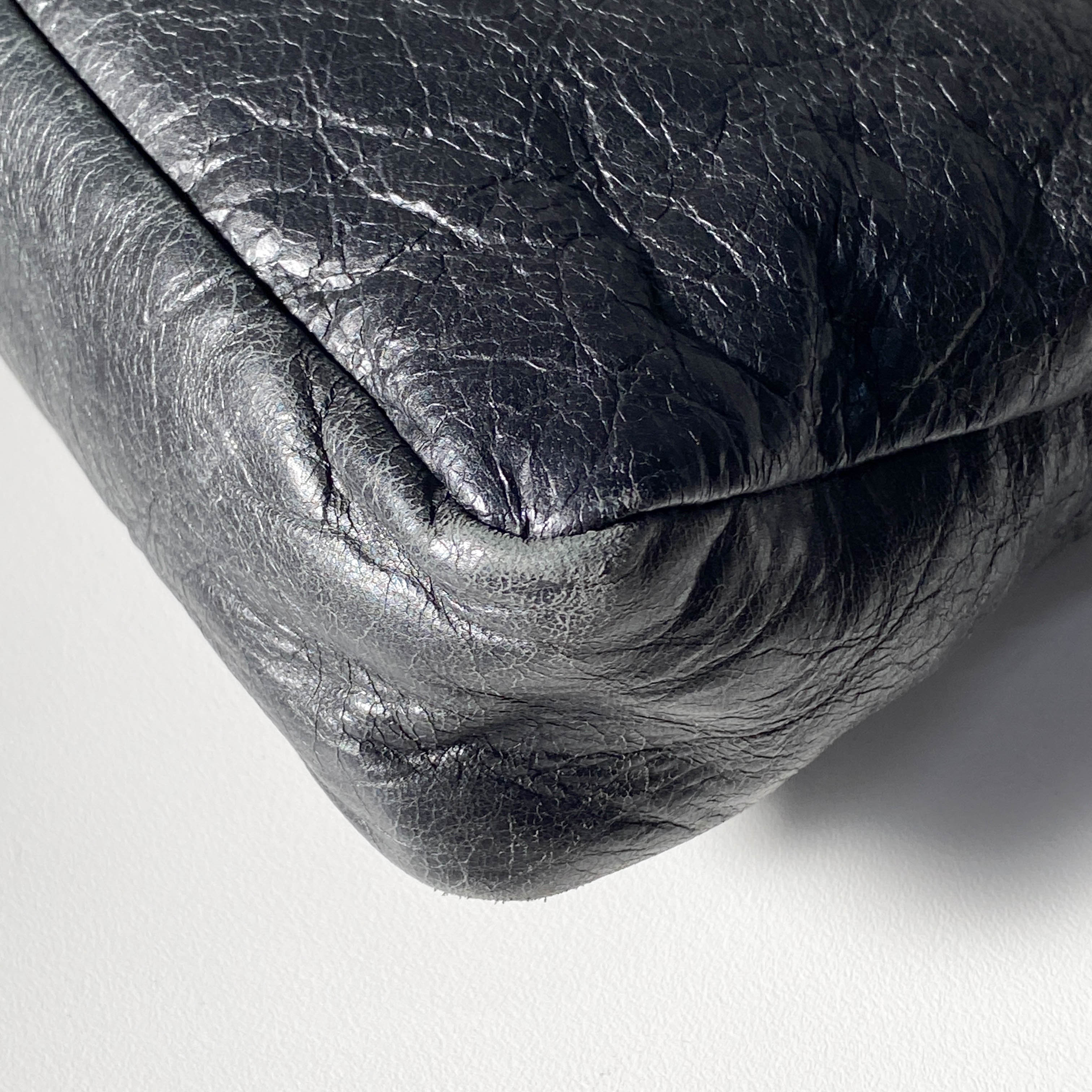 The City Black Calfskin Leather Two Way Bag