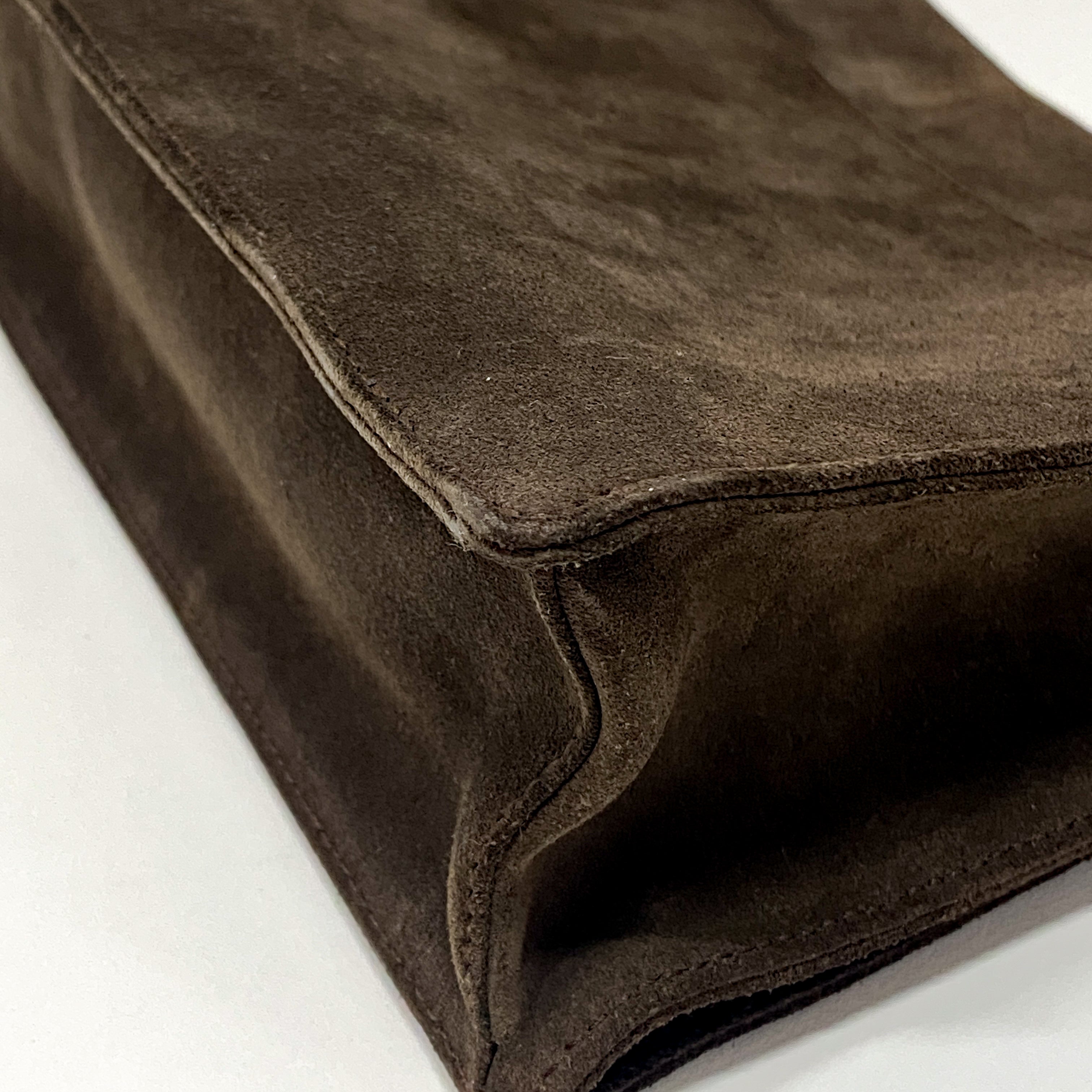 Bamboo Brown Suede Shoulder Bag